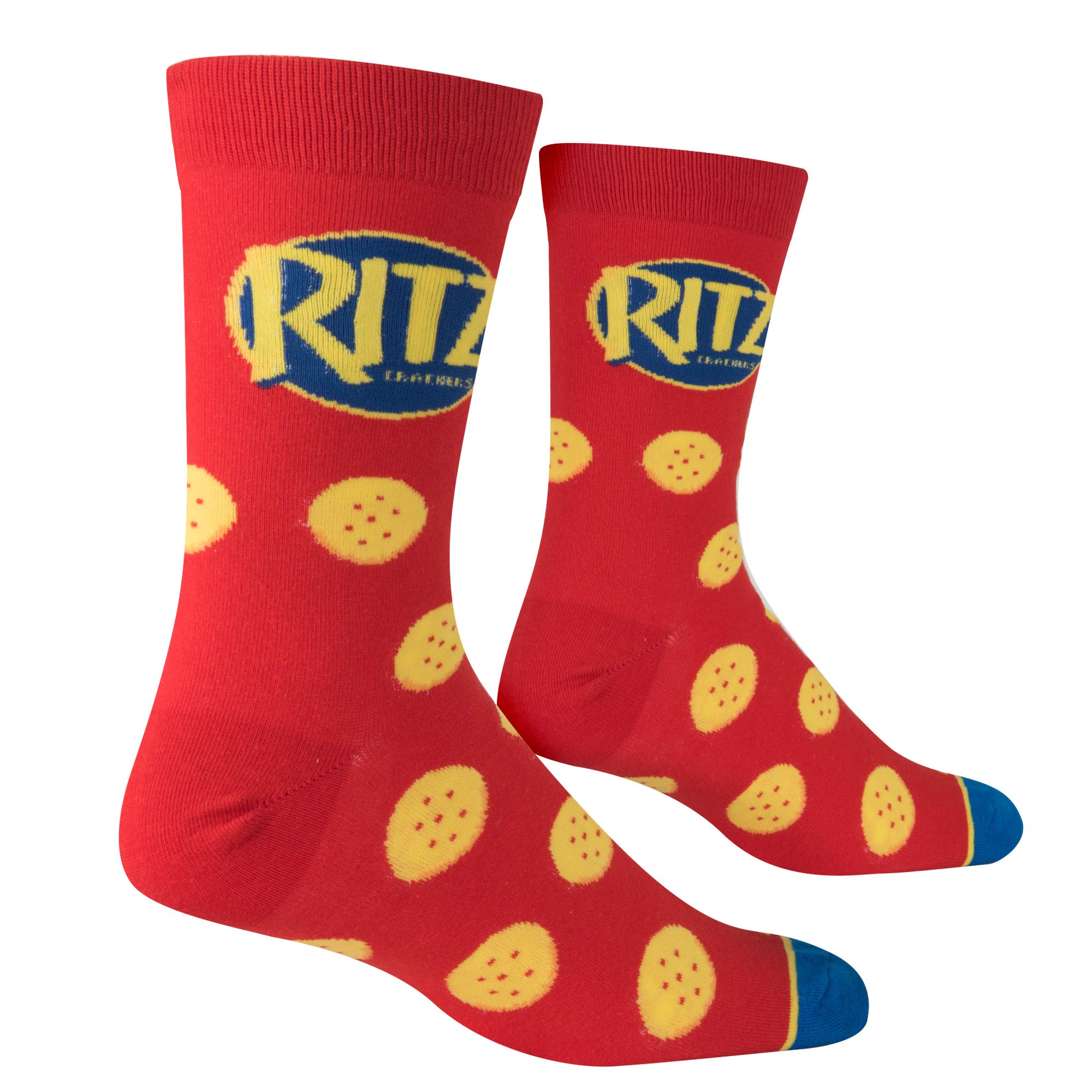Cool Socks - Ritz Crackers Crew Sock - Fun Mondelez Snack Food Novelty Sock - Size Large for Men & Women- Cool Food Apparel Merch - Comfy Cotton Blend - Gift for All Ages Holidays & Birthdays - Image 3