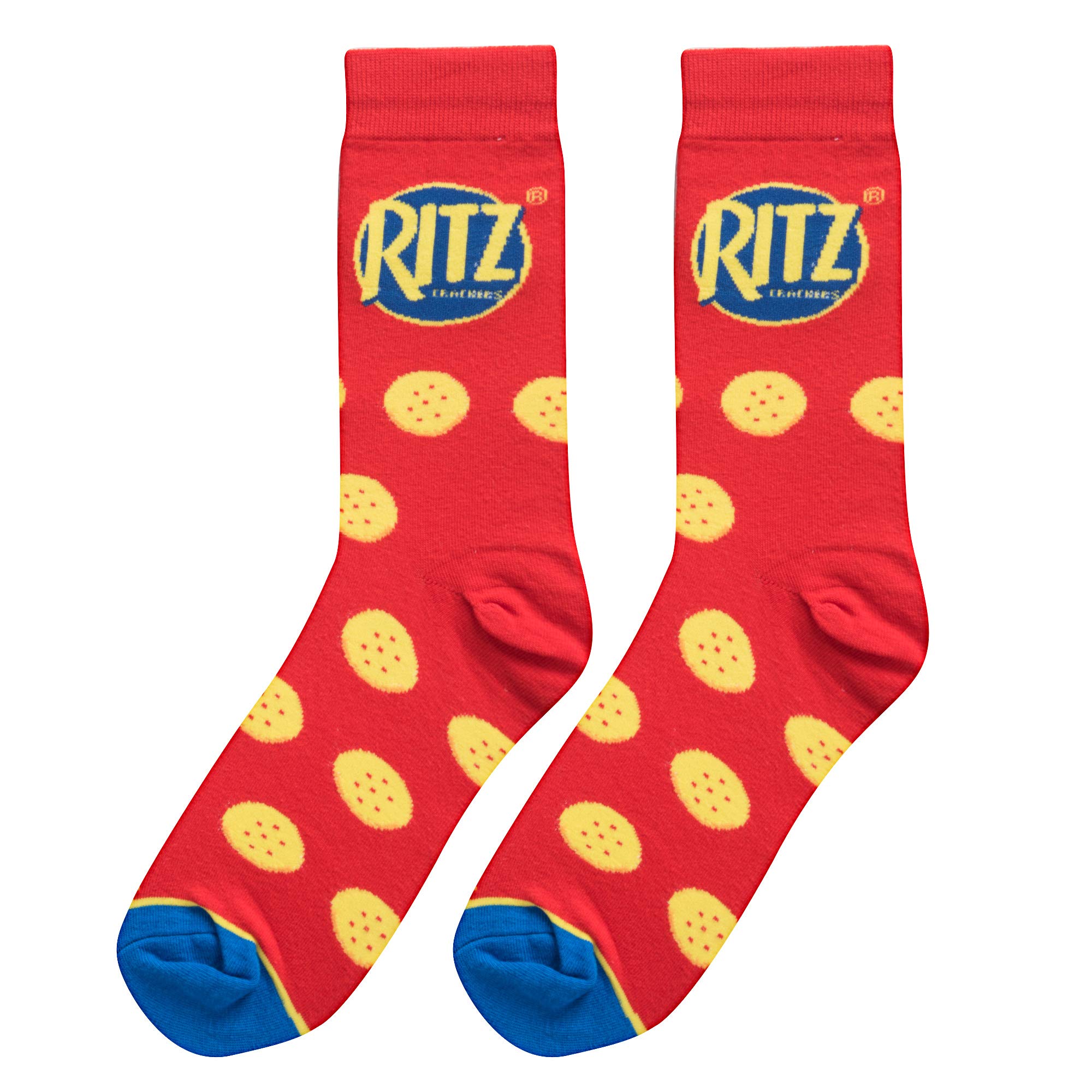 Cool Socks - Ritz Crackers Crew Sock - Fun Mondelez Snack Food Novelty Sock - Size Large for Men & Women- Cool Food Apparel Merch - Comfy Cotton Blend - Gift for All Ages Holidays & Birthdays - Image 5