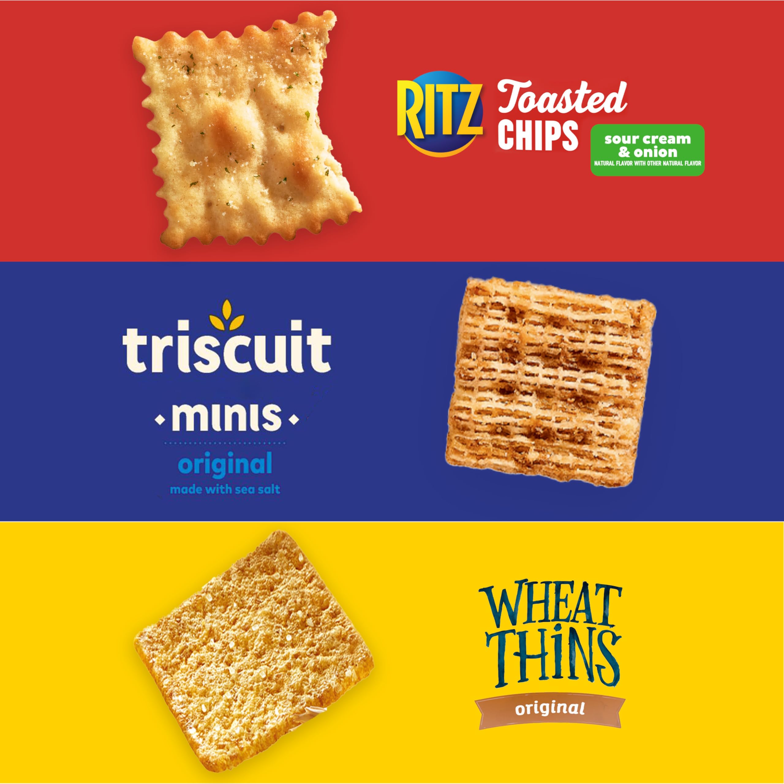 Nabisco Cracker Variety Pack, RITZ Toasted Chips, Wheat Thins Snacks Whole Grain Wheat Crackers and Triscuit Minis Whole Grain Wheat Vegan Crackers, 40 Snack Packs - Image 4