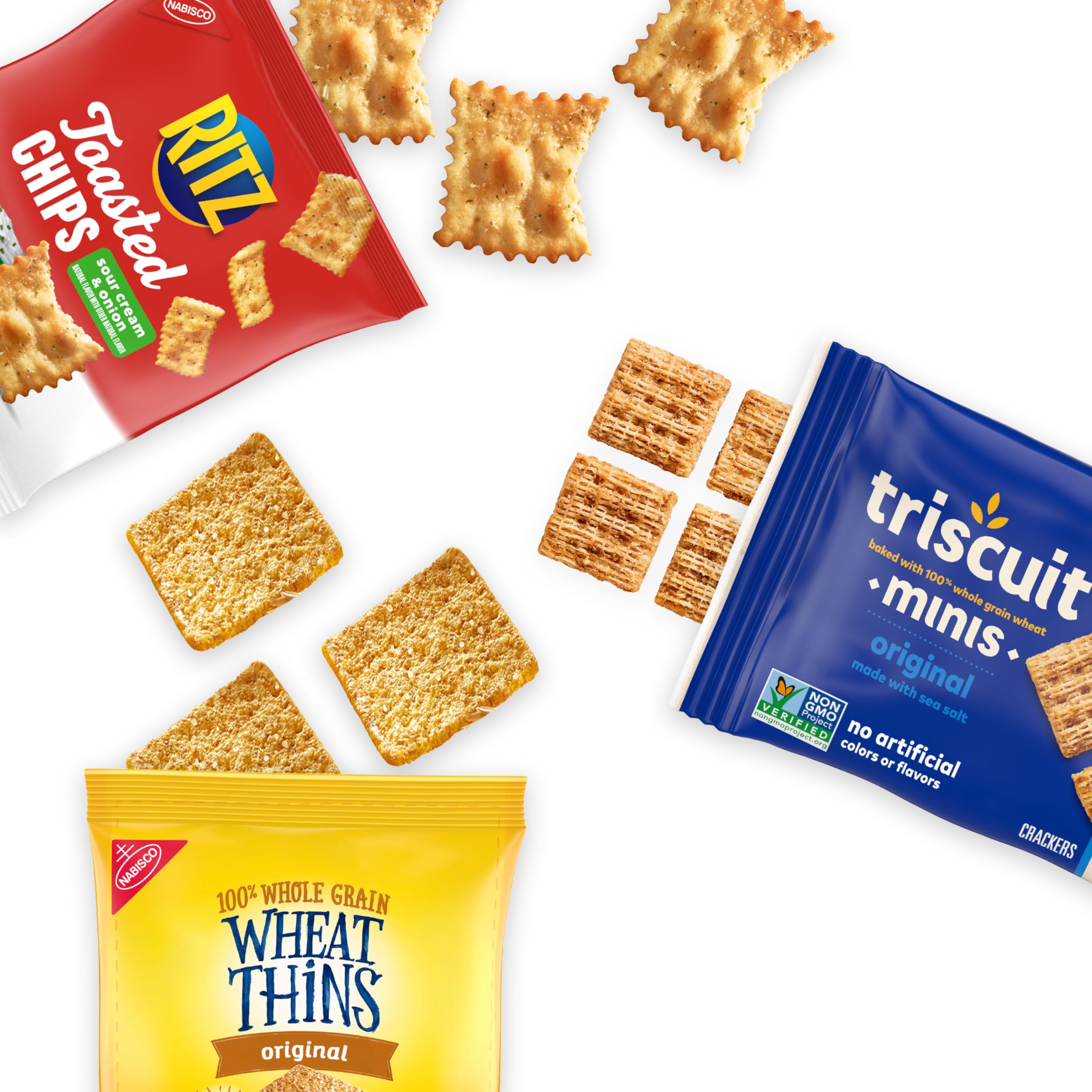 Nabisco Cracker Variety Pack, RITZ Toasted Chips, Wheat Thins Snacks Whole Grain Wheat Crackers and Triscuit Minis Whole Grain Wheat Vegan Crackers, 40 Snack Packs - Image 5