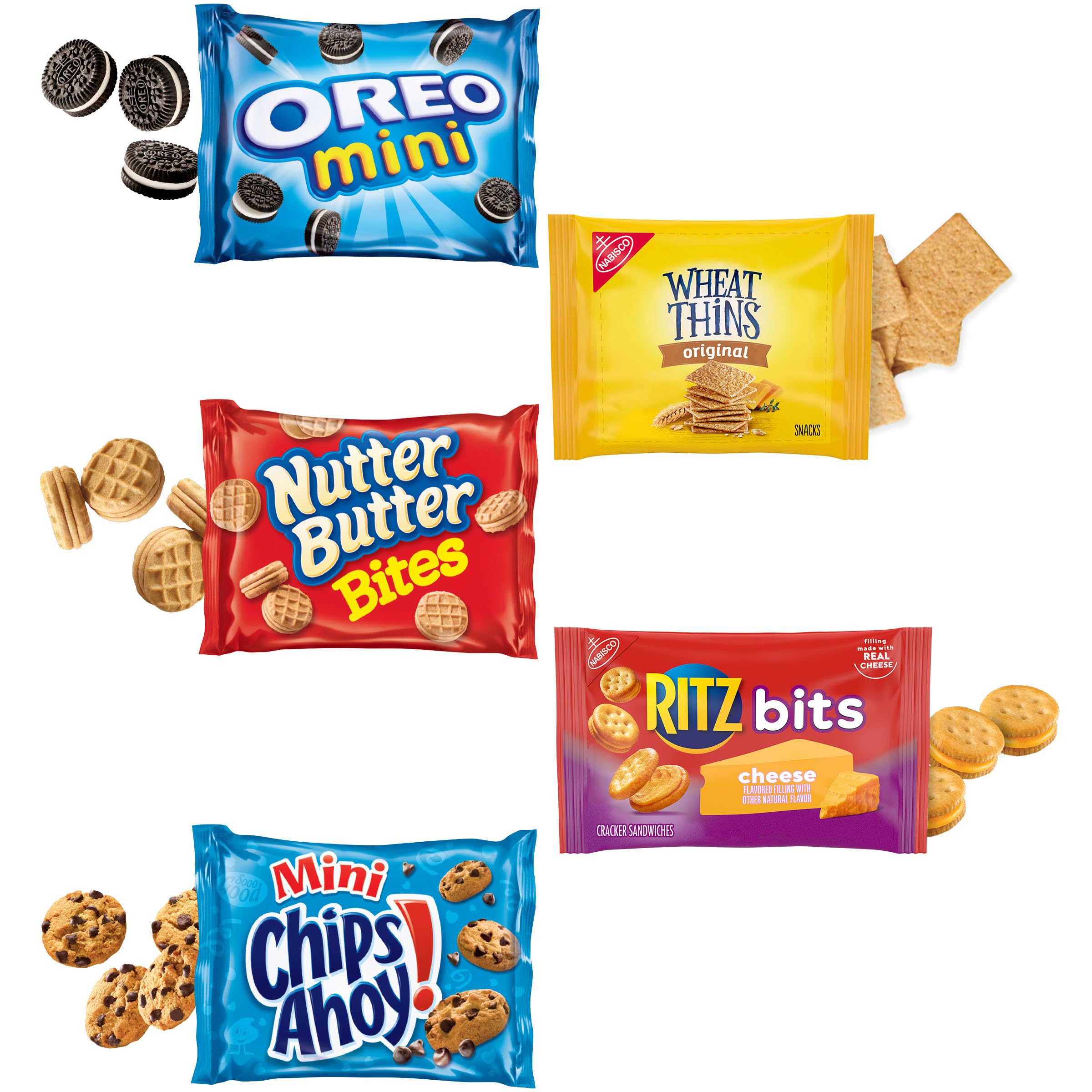 OREO Mini Cookies, Mini CHIPS AHOY! Cookies, RITZ Bits Cheese Crackers, Nutter Butter Bites & Wheat Thins Crackers, Nabisco Cookie & Cracker Variety Pack, 50 Snack Packs - Image 12