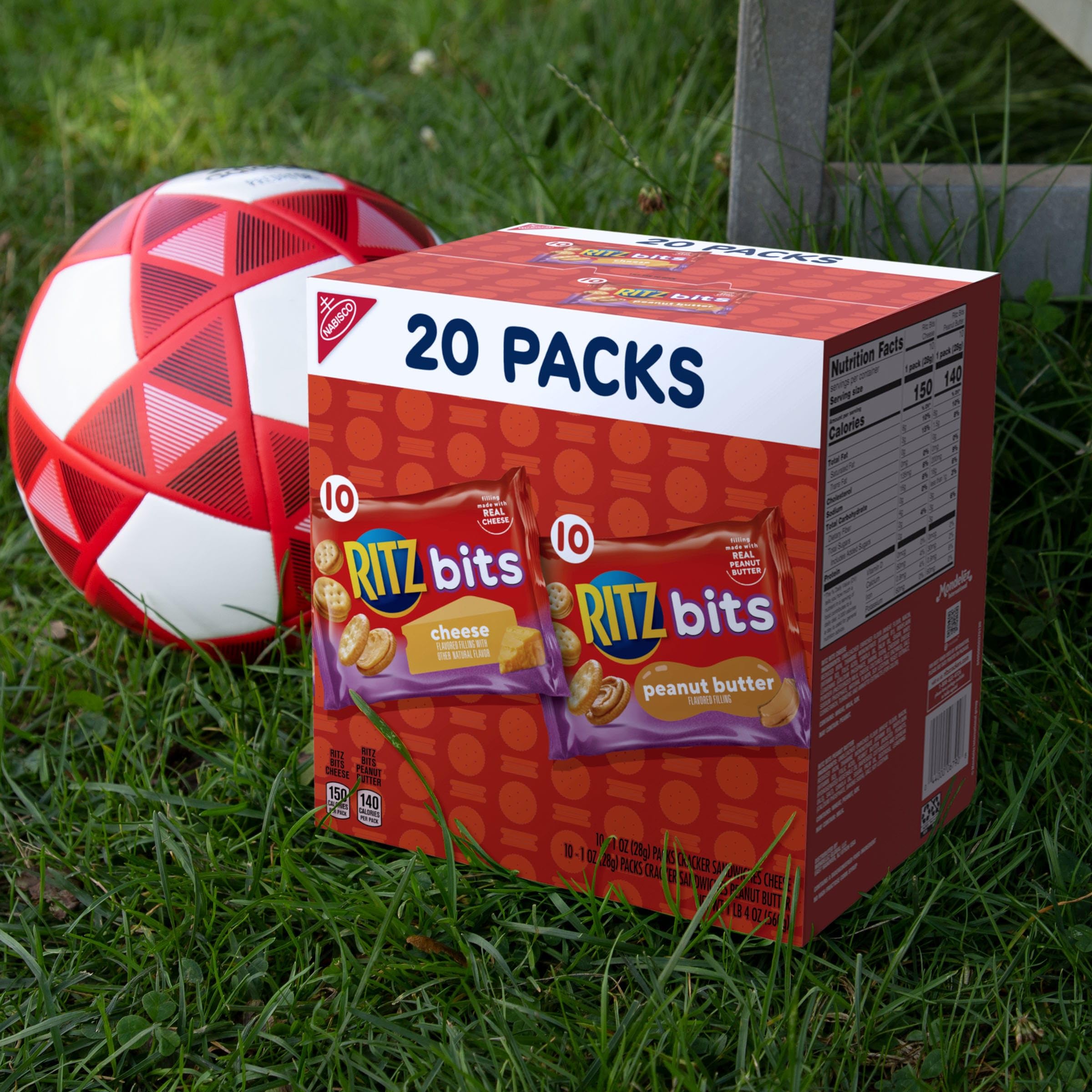 RITZ Bits Cheese and RITZ Bits Peanut Butter Sandwich Crackers Variety Pack, Lunch Snacks, 20 Snack Packs - Image 9