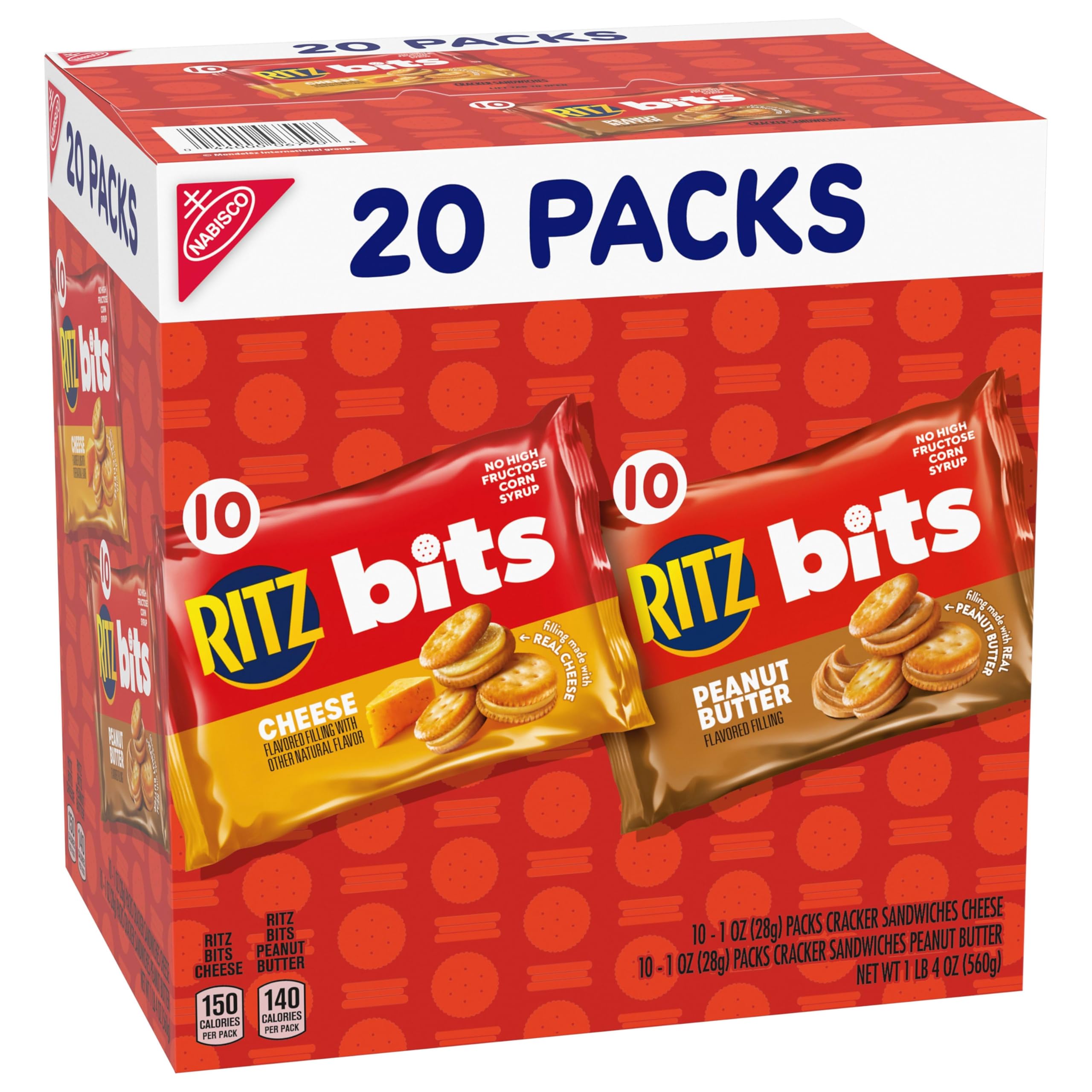 RITZ Bits Cheese and RITZ Bits Peanut Butter Sandwich Crackers Variety Pack, Lunch Snacks, 20 Snack Packs - Image 13