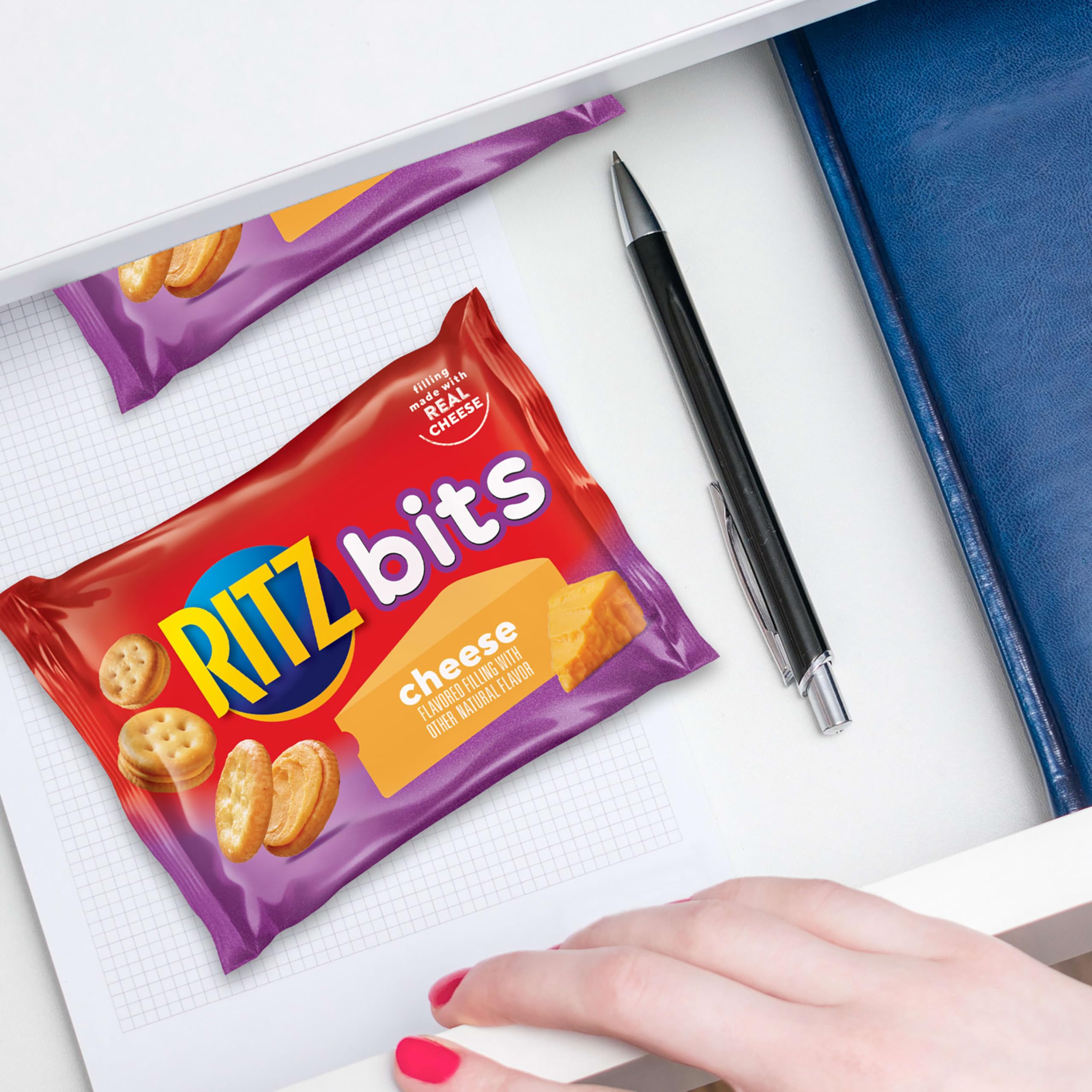 RITZ Bits Cheese Sandwich Crackers, Bulk Lunch Snacks, 40 Snack Packs (4 Boxes) - Image 10
