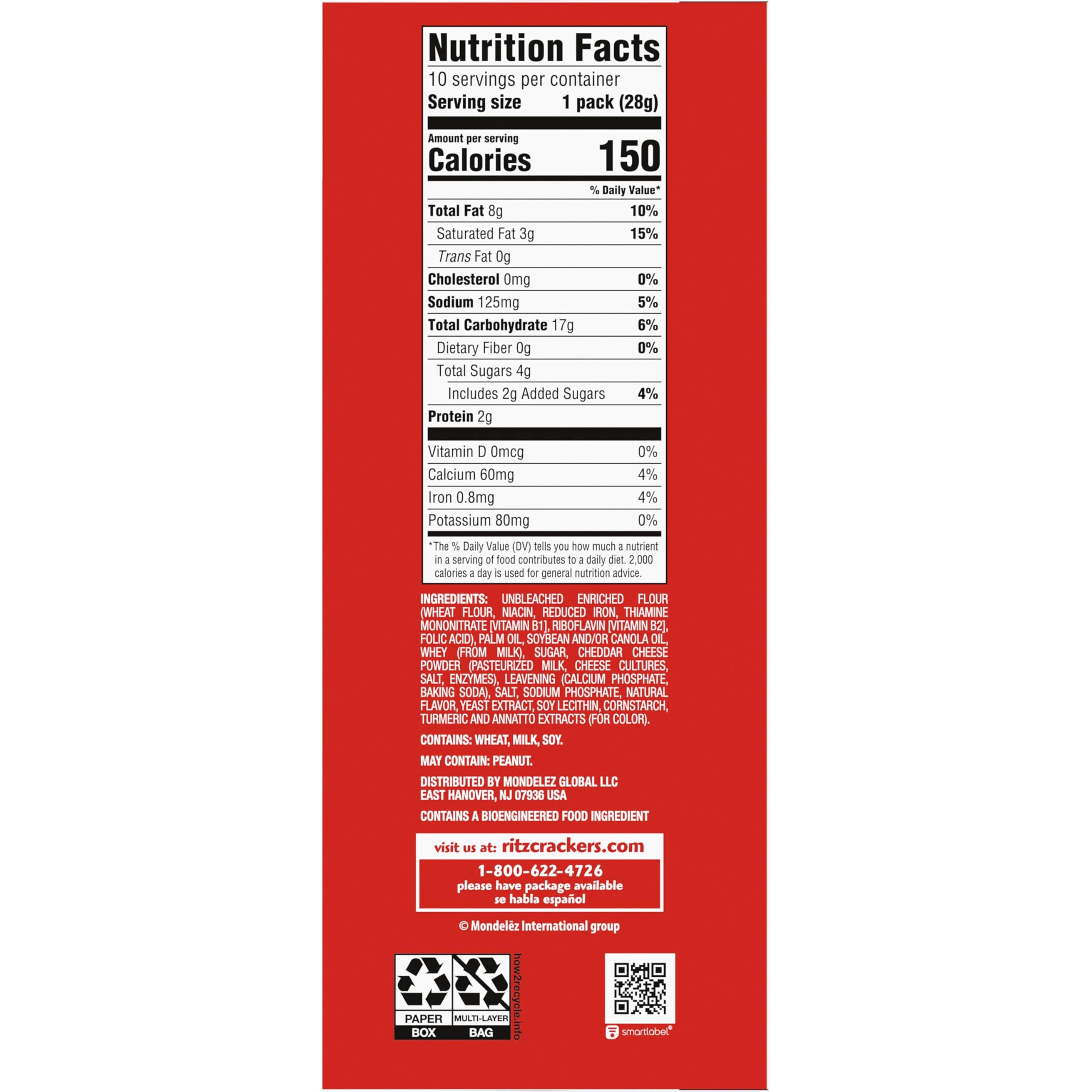 RITZ Bits Cheese Sandwich Crackers, Bulk Lunch Snacks, 40 Snack Packs (4 Boxes) - Image 3