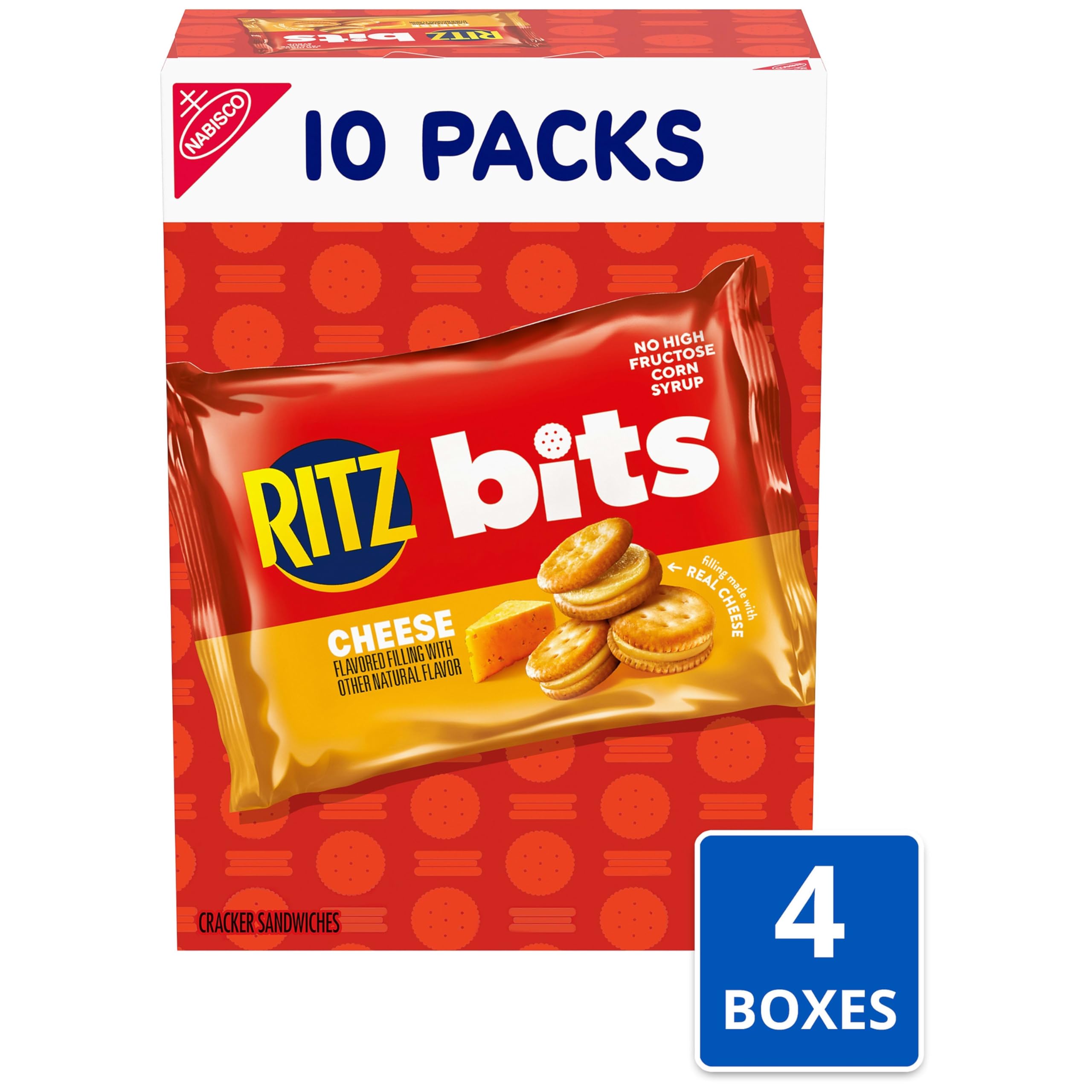 RITZ Bits Cheese Sandwich Crackers, Bulk Lunch Snacks, 40 Snack Packs (4 Boxes) - Image 4