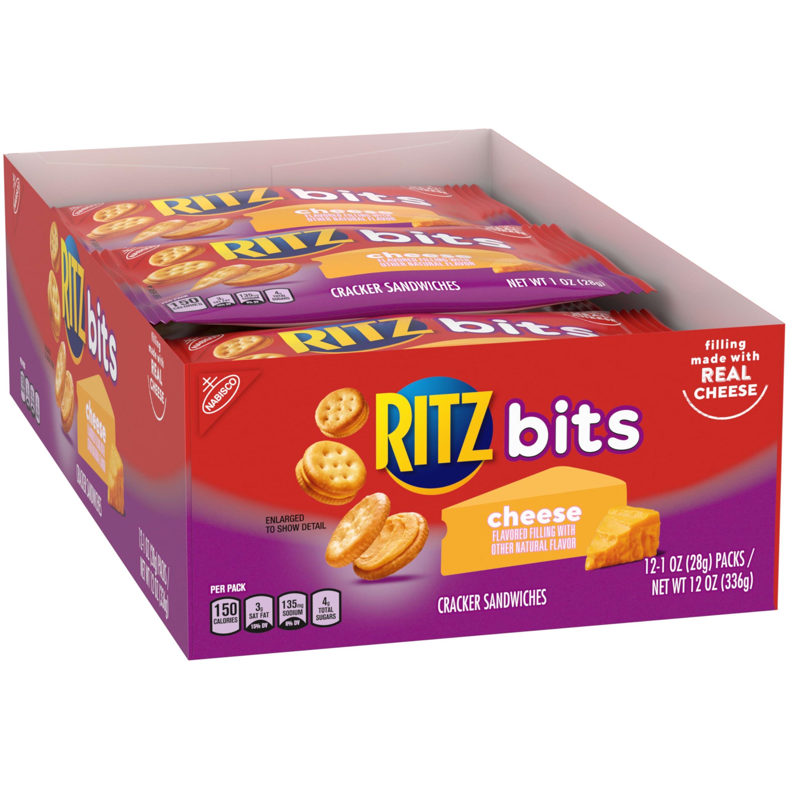 RITZ Bits Cheese Sandwich Crackers, Bulk Lunch Snacks, 48 Snack Packs (4 Boxes) - Image 15