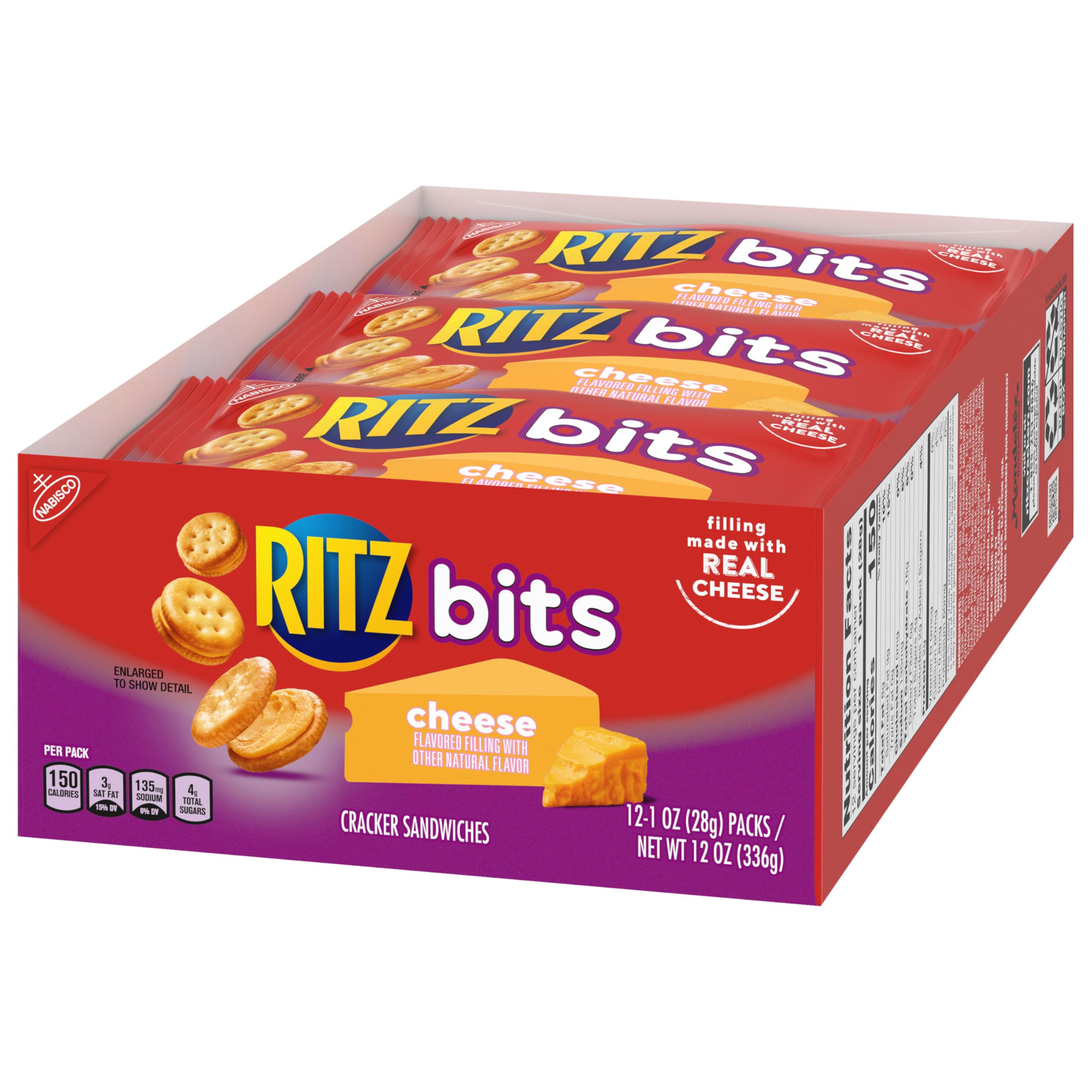 RITZ Bits Cheese Sandwich Crackers, Bulk Lunch Snacks, 48 Snack Packs (4 Boxes) - Image 16