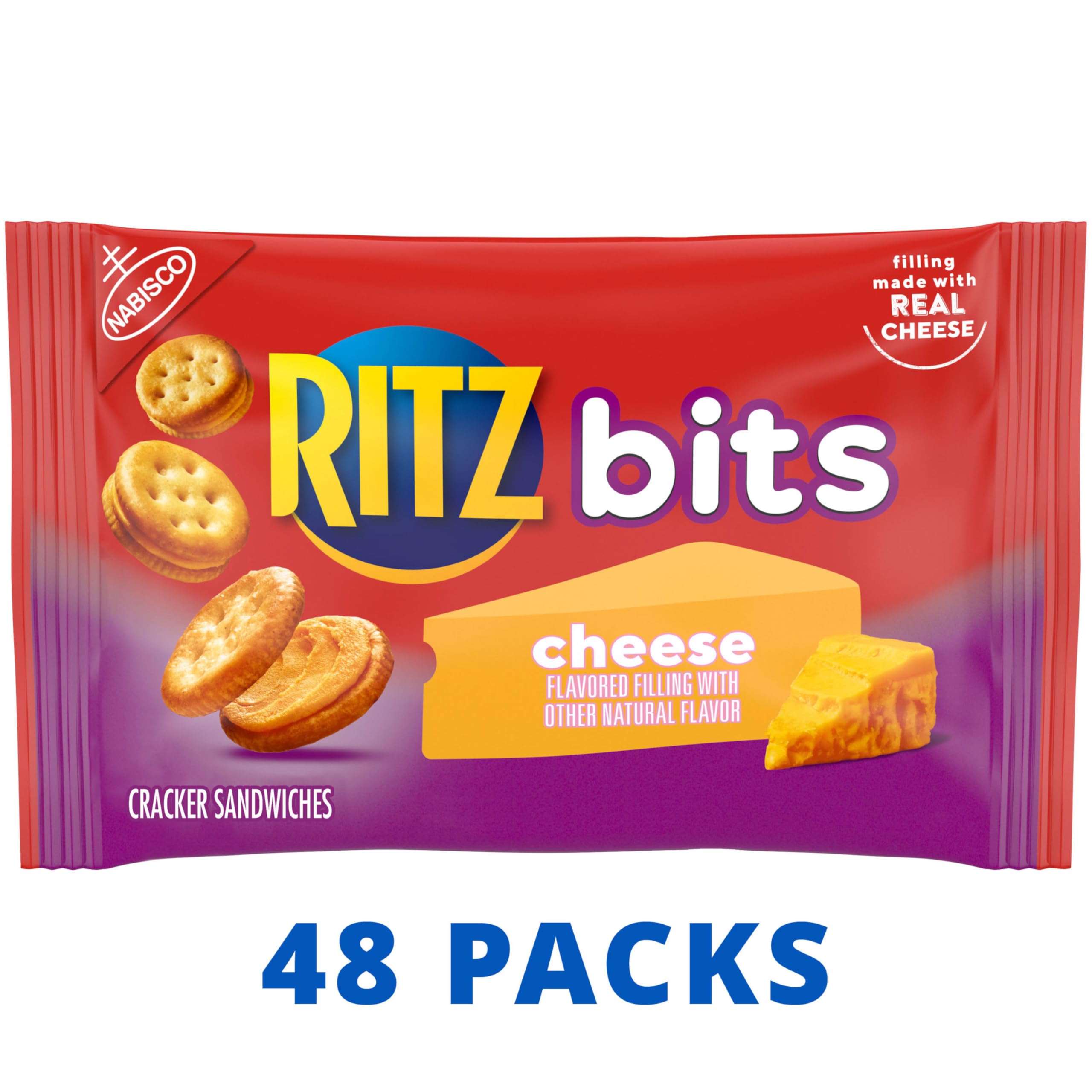 RITZ Bits Cheese Sandwich Crackers, Bulk Lunch Snacks, 48 Snack Packs (4 Boxes) - Image 4