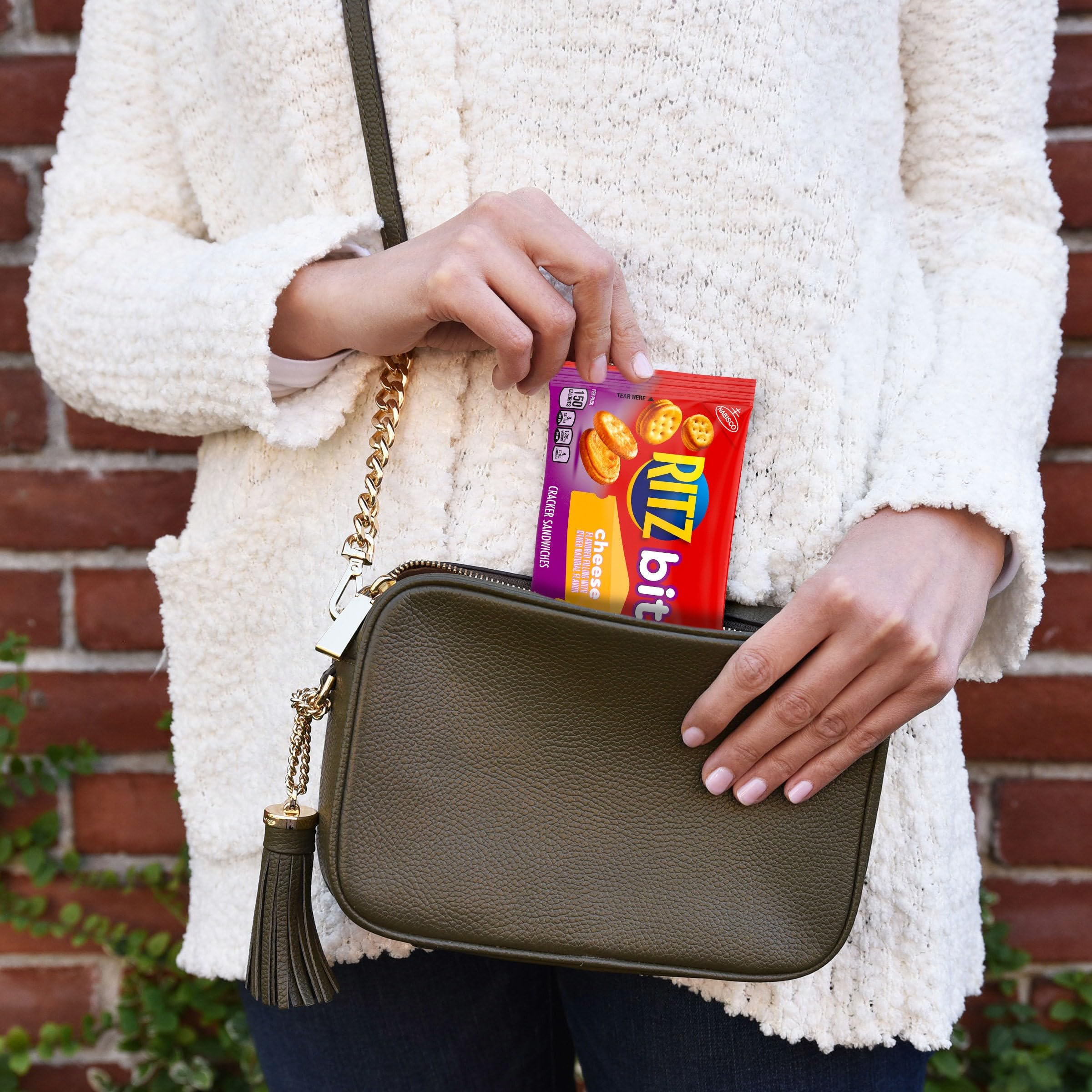 RITZ Bits Cheese Sandwich Crackers, Lunch Snacks, 10 Snack Packs - Image 11