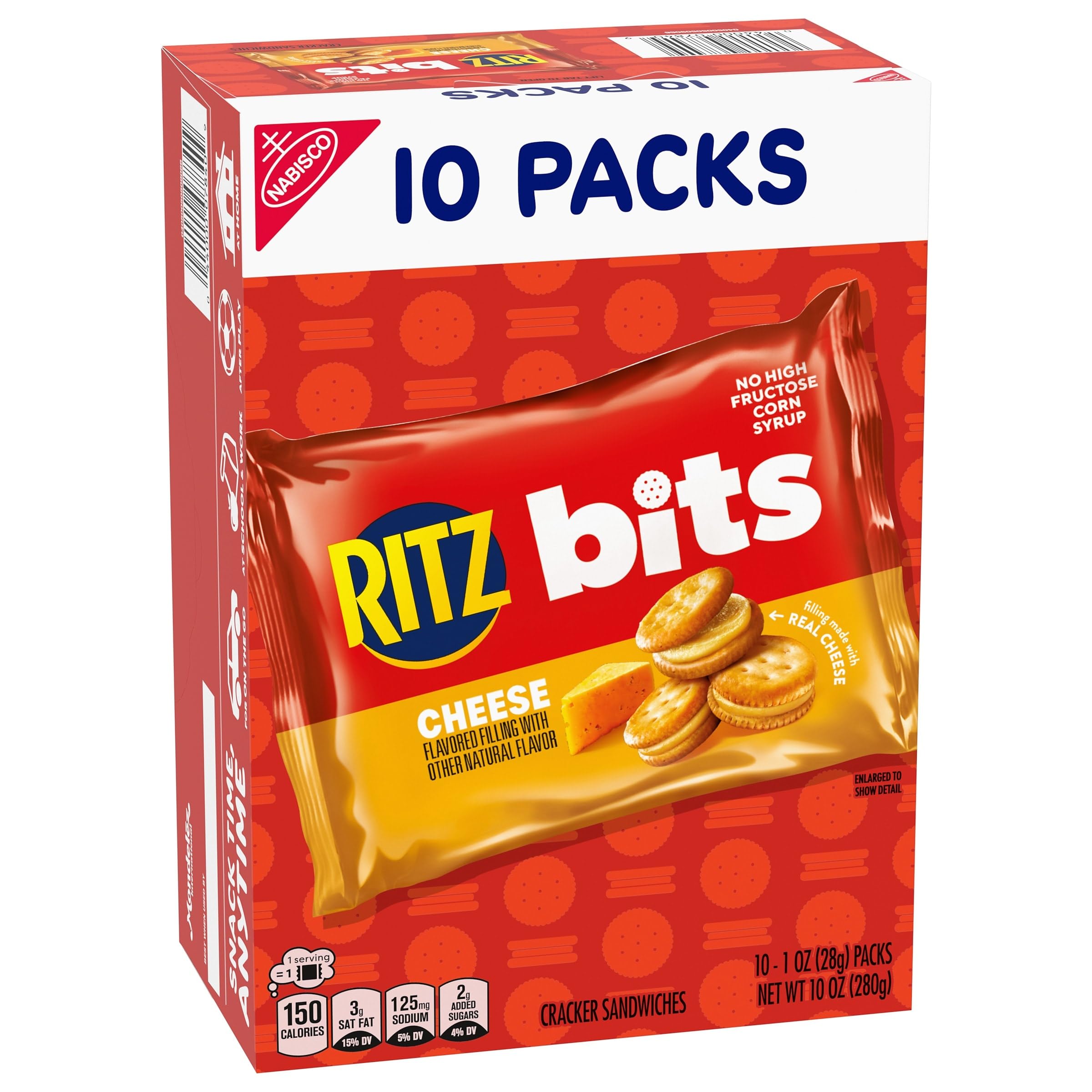 RITZ Bits Cheese Sandwich Crackers, Lunch Snacks, 10 Snack Packs - Image 16