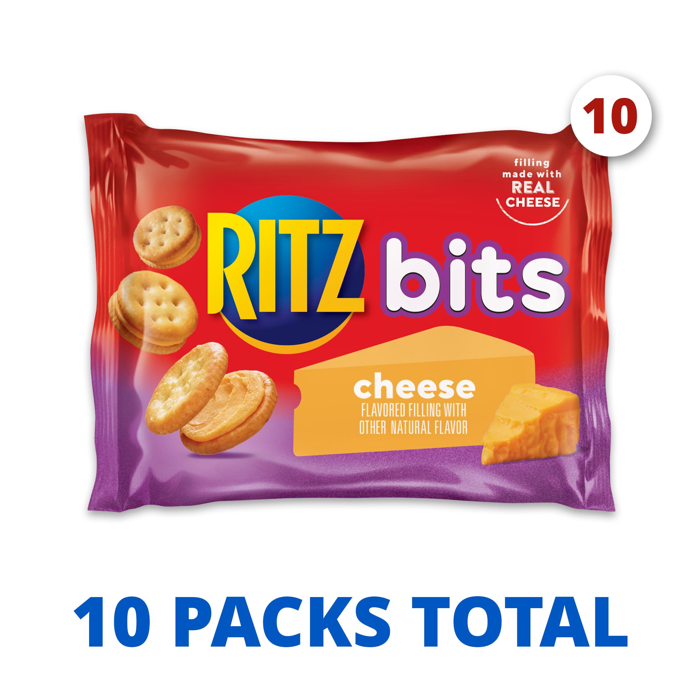 RITZ Bits Cheese Sandwich Crackers, Lunch Snacks, 10 Snack Packs - Image 5