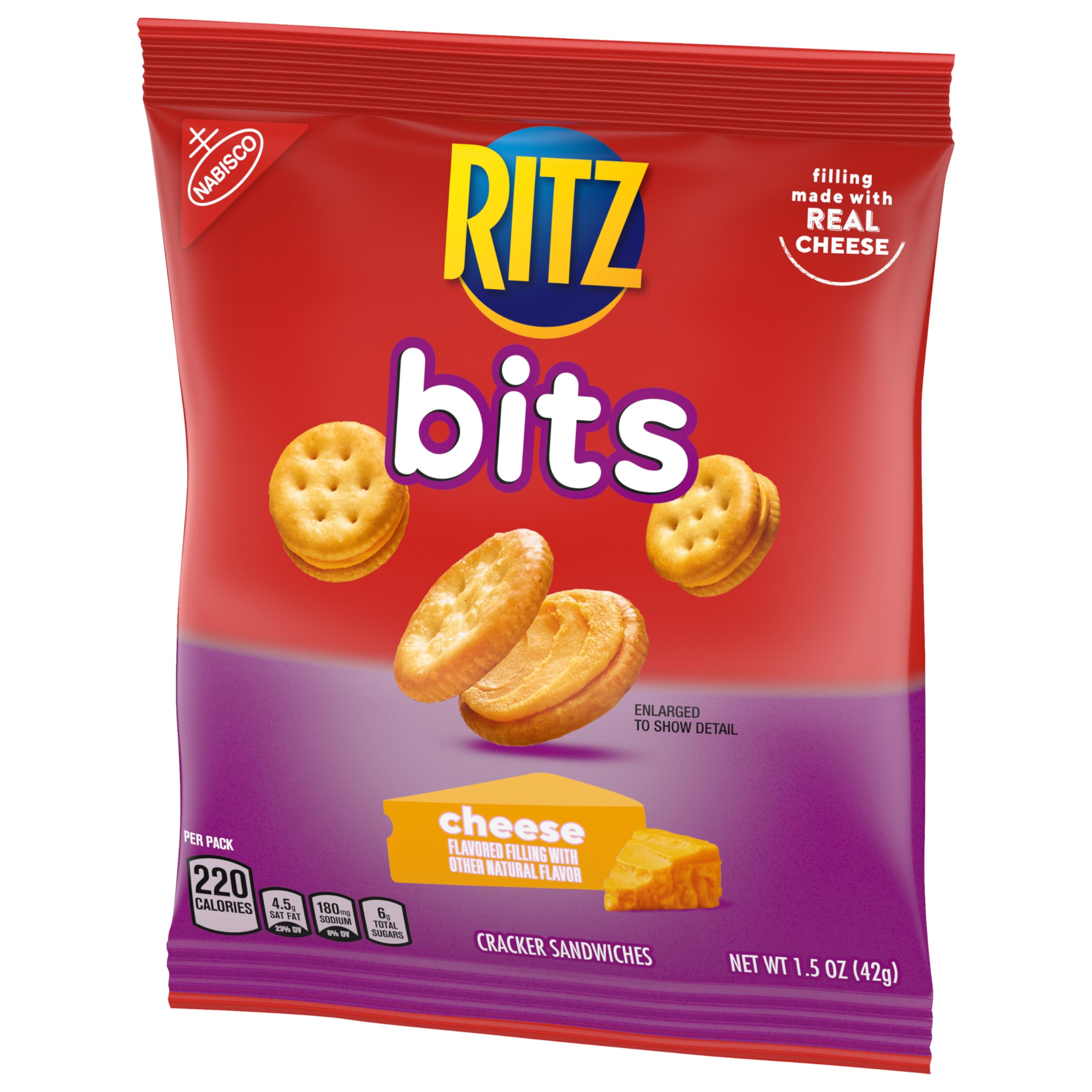 RITZ Bits Cheese Sandwich Crackers, Snacks for Kids and Adults, Bulk Lunch Snacks, 60 - 1.5 oz Packs - Image 16
