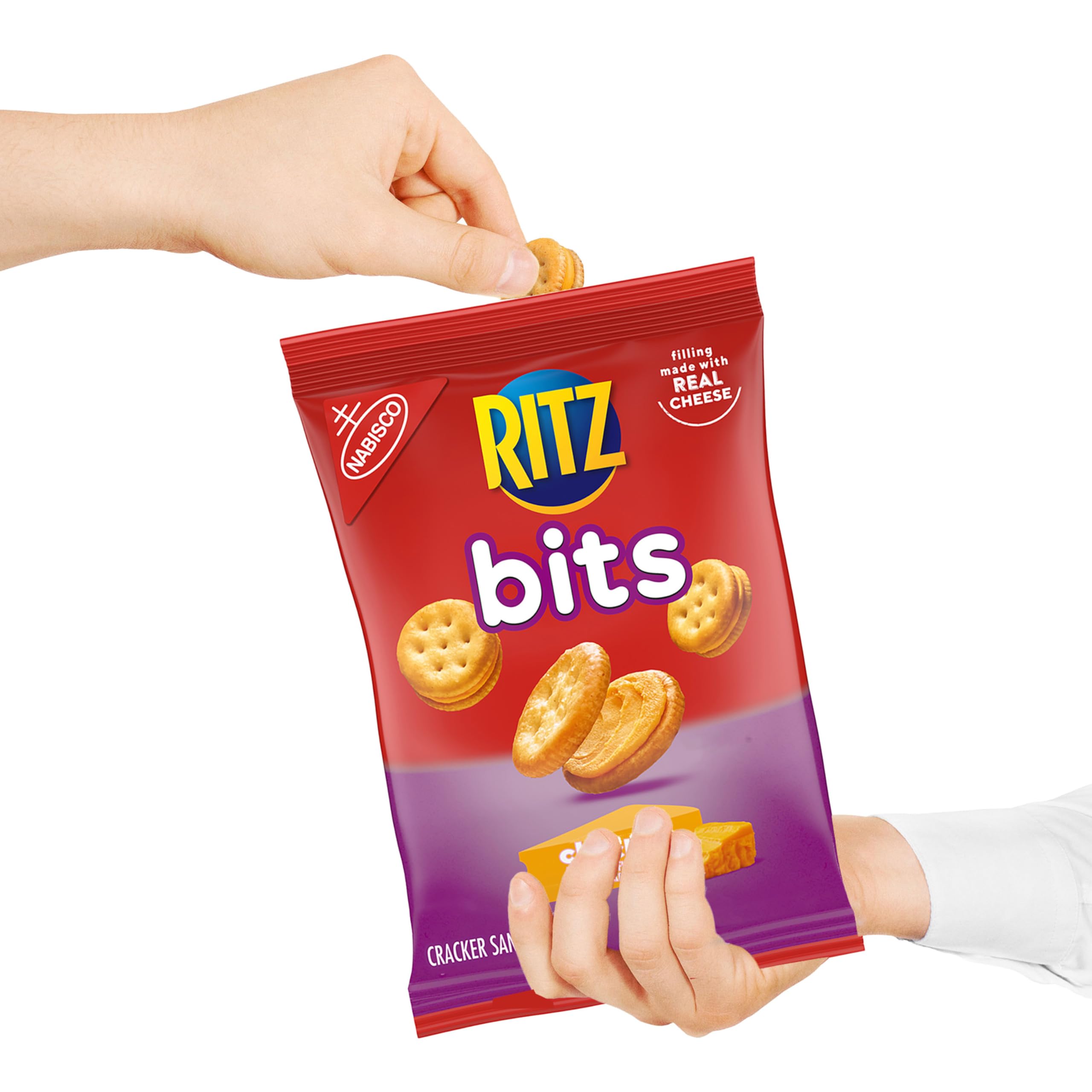 RITZ Bits Cheese Sandwich Crackers, Snacks for Kids and Adults, Bulk Lunch Snacks, 60 - 1.5 oz Packs - Image 8