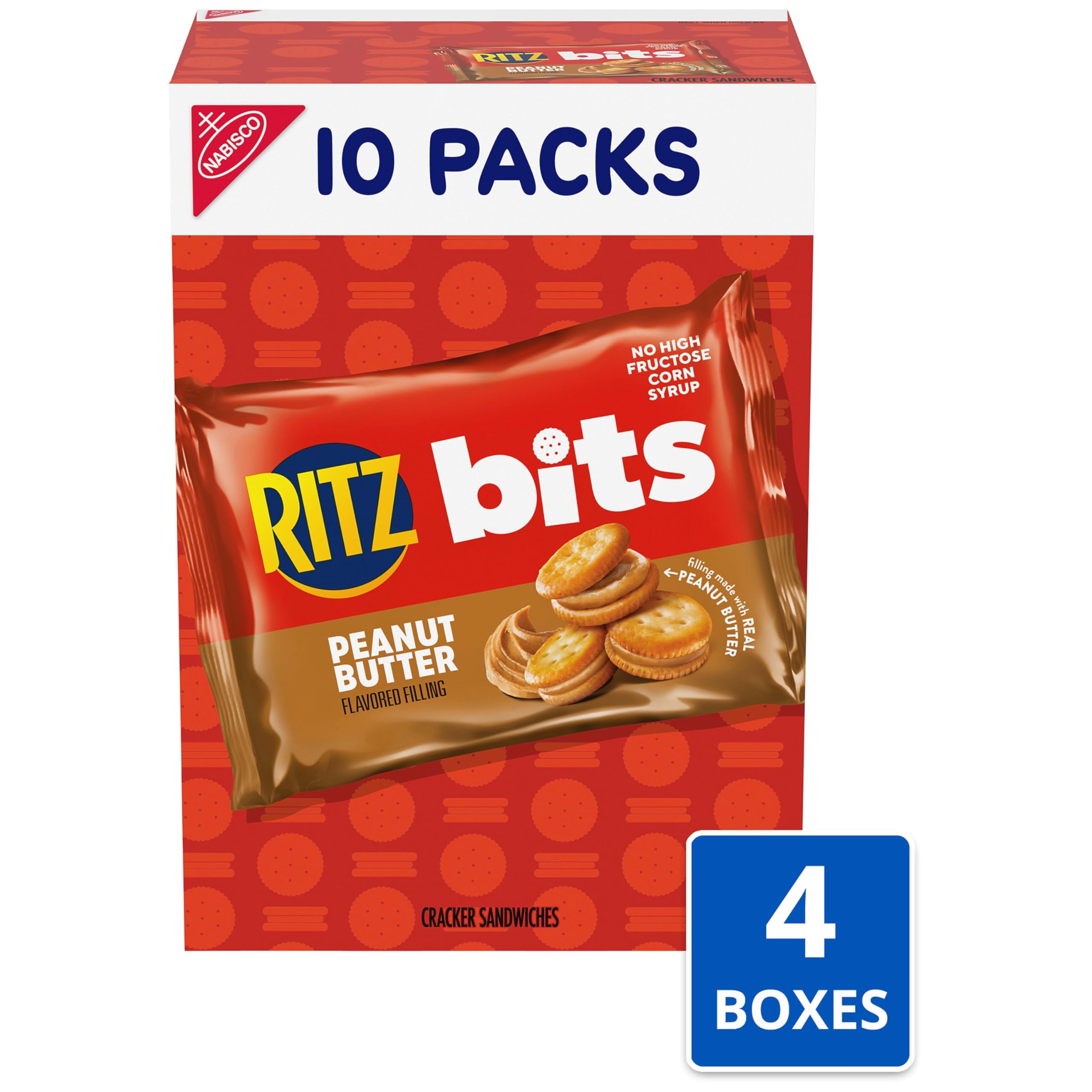 RITZ Bits Peanut Butter Sandwich Crackers, Bulk Lunch Snacks, 40 Snack Packs (4 Boxes) - Image 4