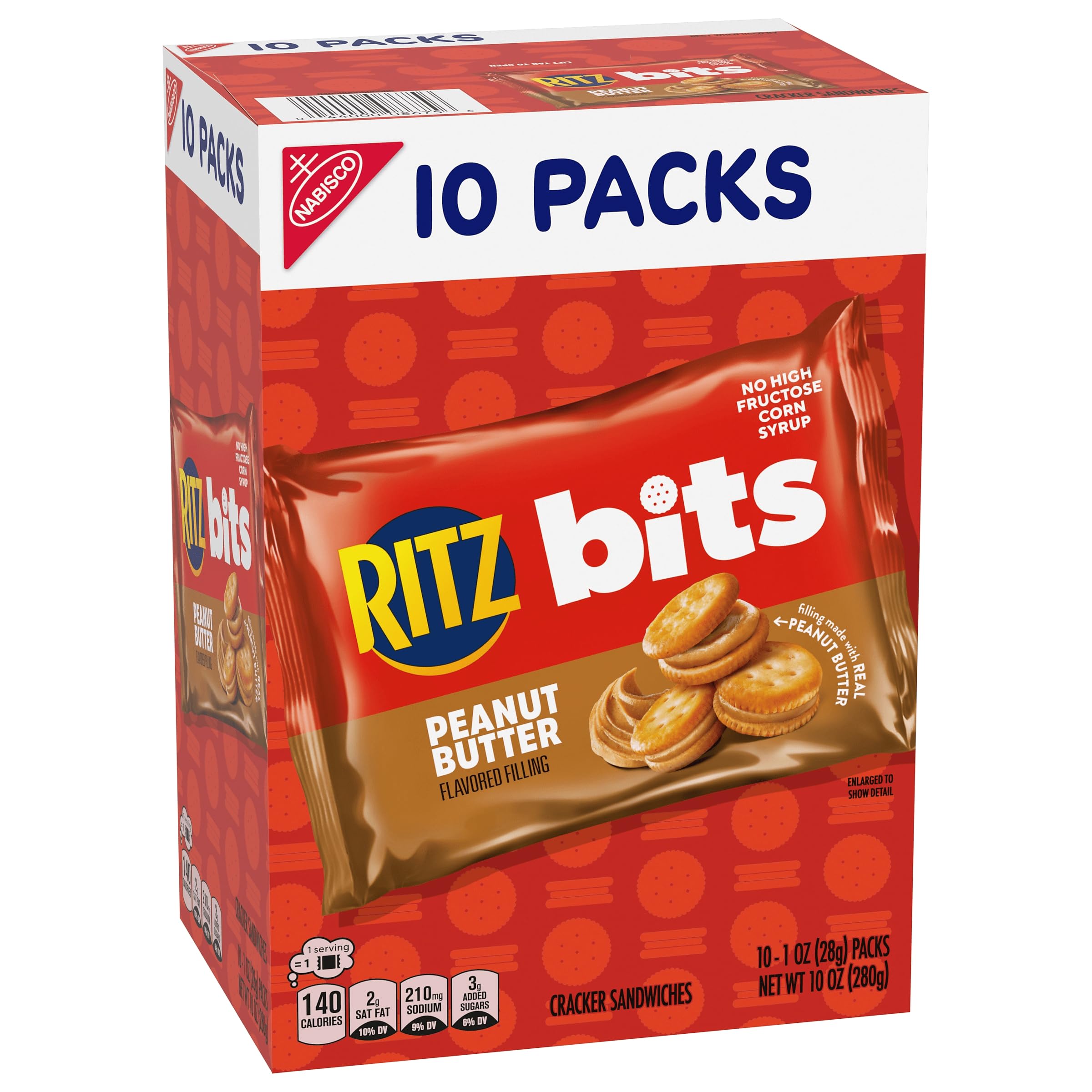 RITZ Bits Peanut Butter Sandwich Crackers, Lunch Snacks, 10 Snack Packs - Image 15