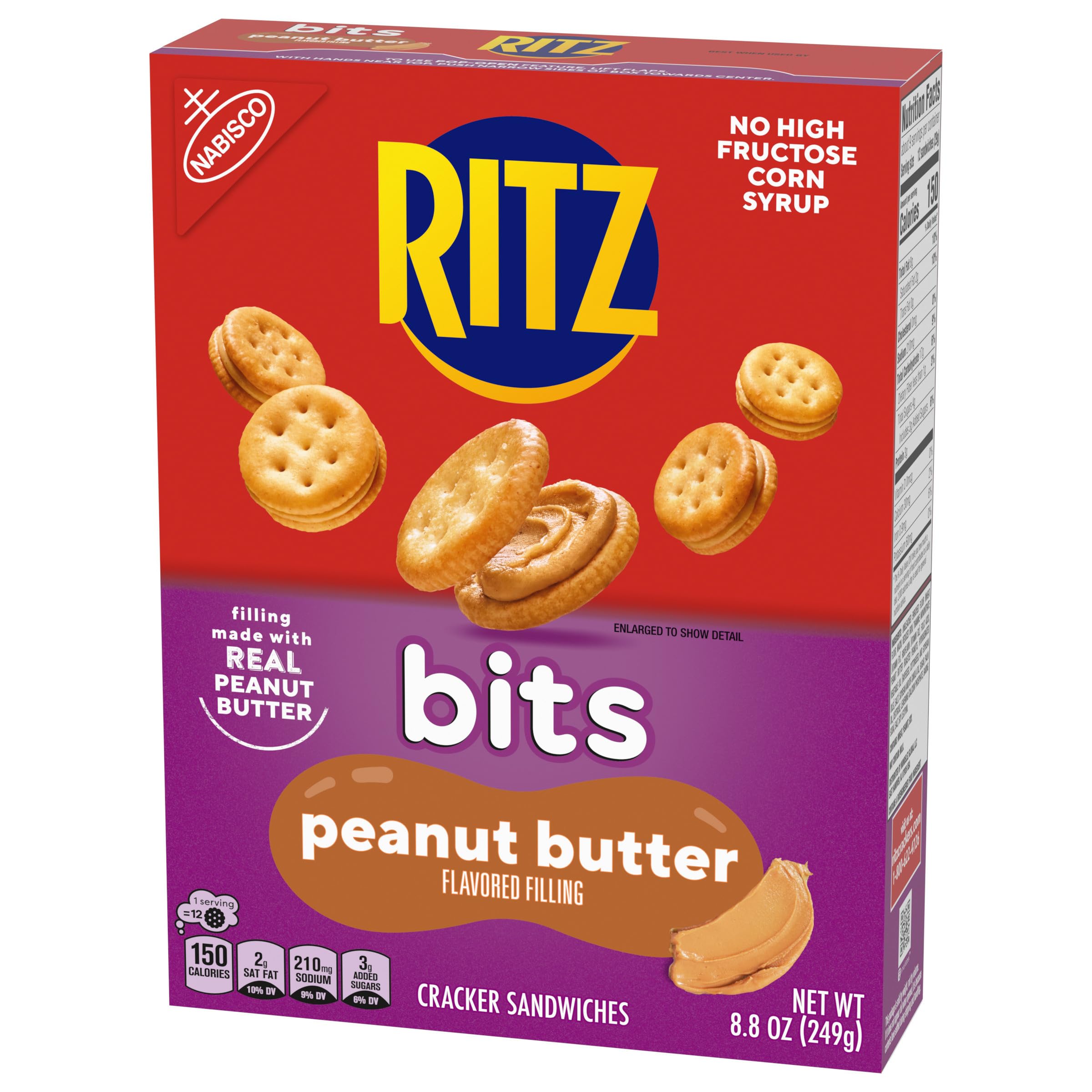 RITZ Bits Peanut Butter Sandwich Crackers, Snacks for Kids and Adults, Lunch Snacks, 8.8 oz - Image 14