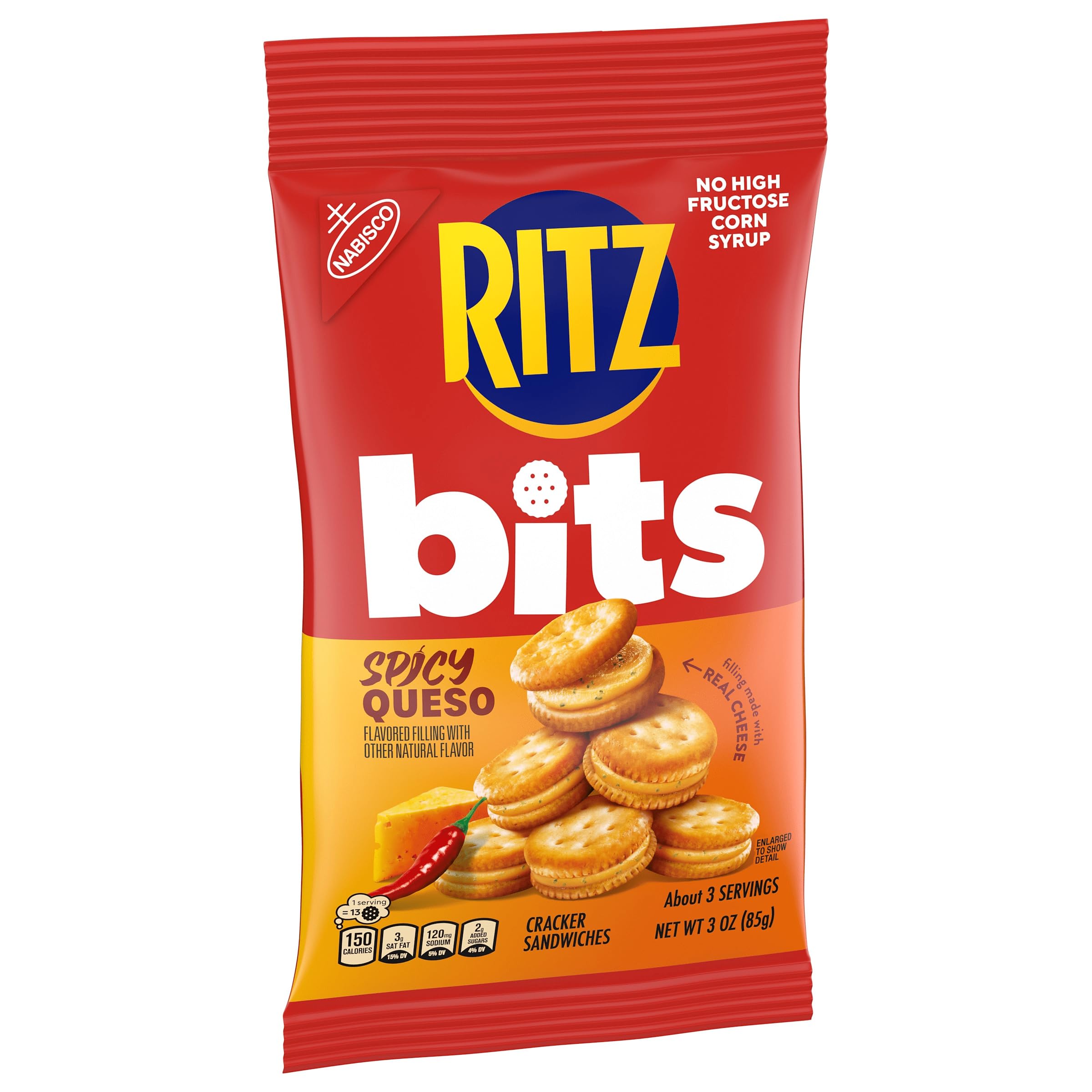 RITZ Bits Spicy Queso Cheese Sandwich Crackers, Snacks for Kids and Adults, Lunch Snacks, 3 oz - Image 12