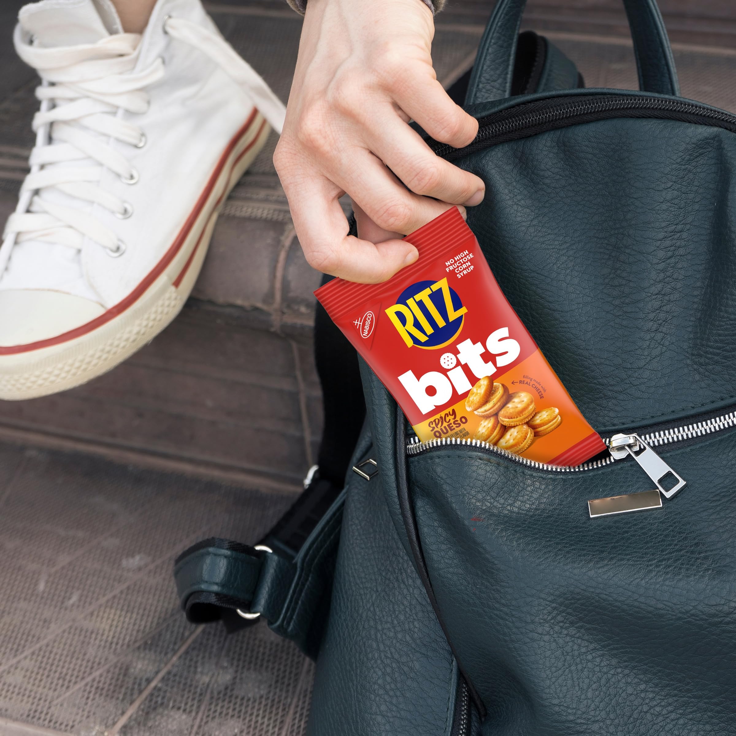 RITZ Bits Spicy Queso Cheese Sandwich Crackers, Snacks for Kids and Adults, Lunch Snacks, 3 oz - Image 8