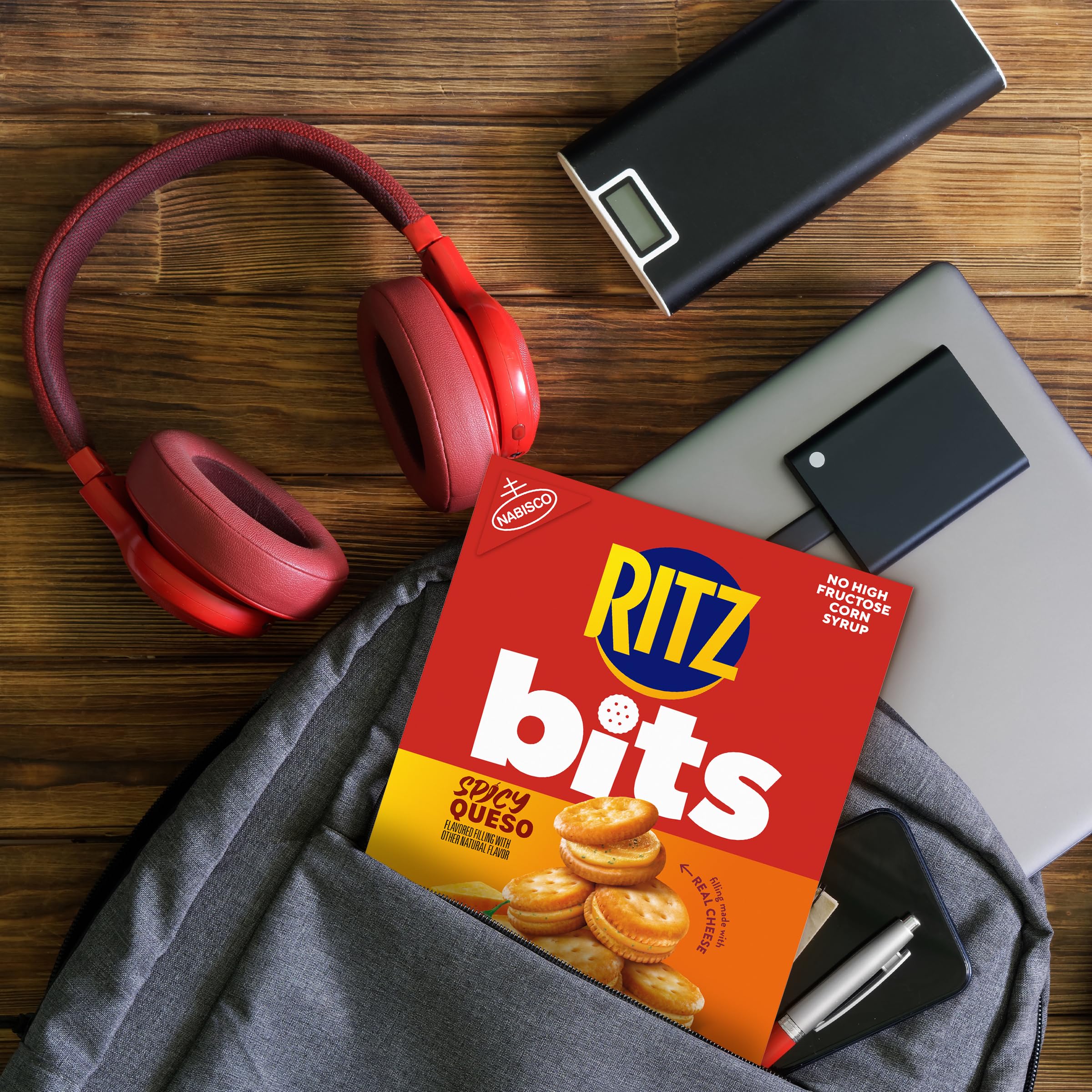 RITZ Bits Spicy Queso Cheese Sandwich Crackers, Snacks for Kids and Adults, Lunch Snacks, 8.8 oz - Image 10