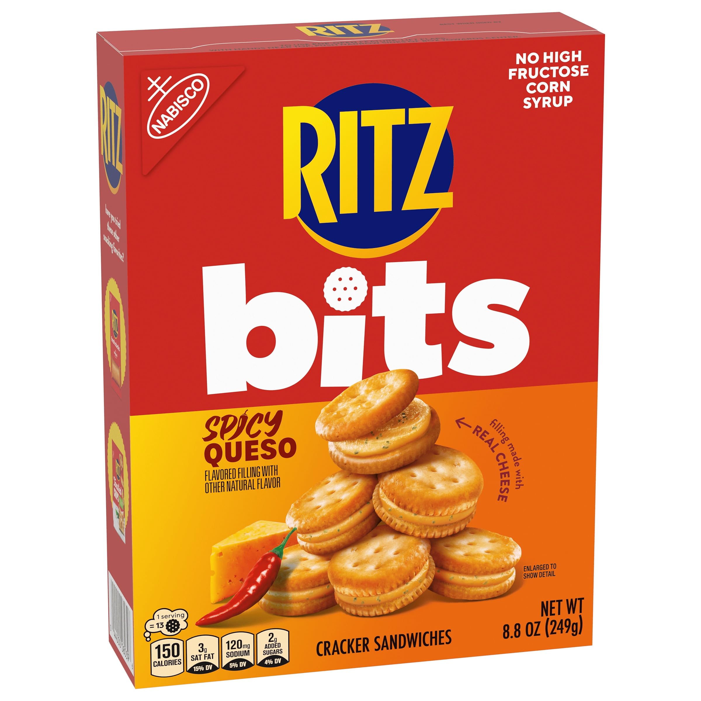RITZ Bits Spicy Queso Cheese Sandwich Crackers, Snacks for Kids and Adults, Lunch Snacks, 8.8 oz - Image 11