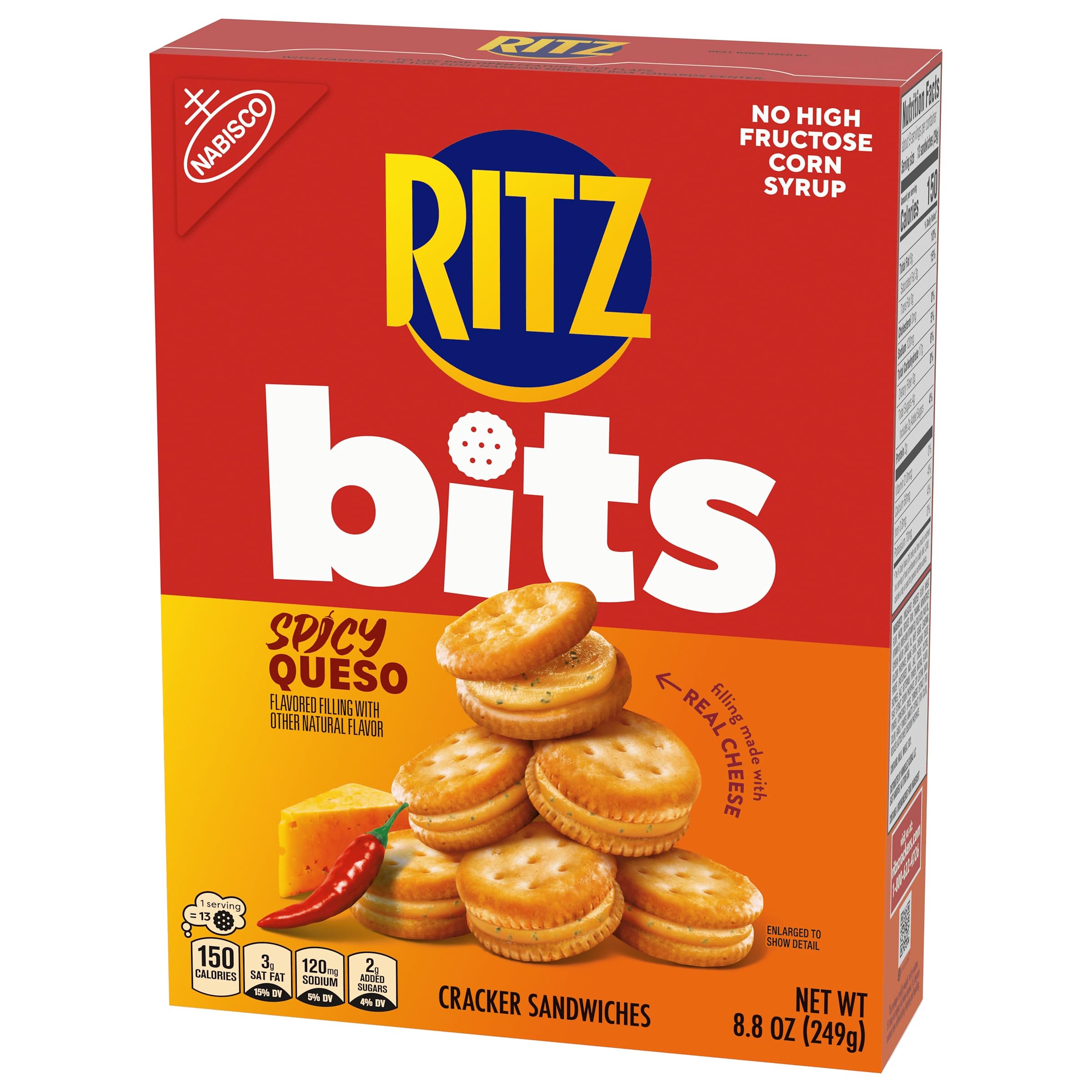 RITZ Bits Spicy Queso Cheese Sandwich Crackers, Snacks for Kids and Adults, Lunch Snacks, 8.8 oz - Image 12