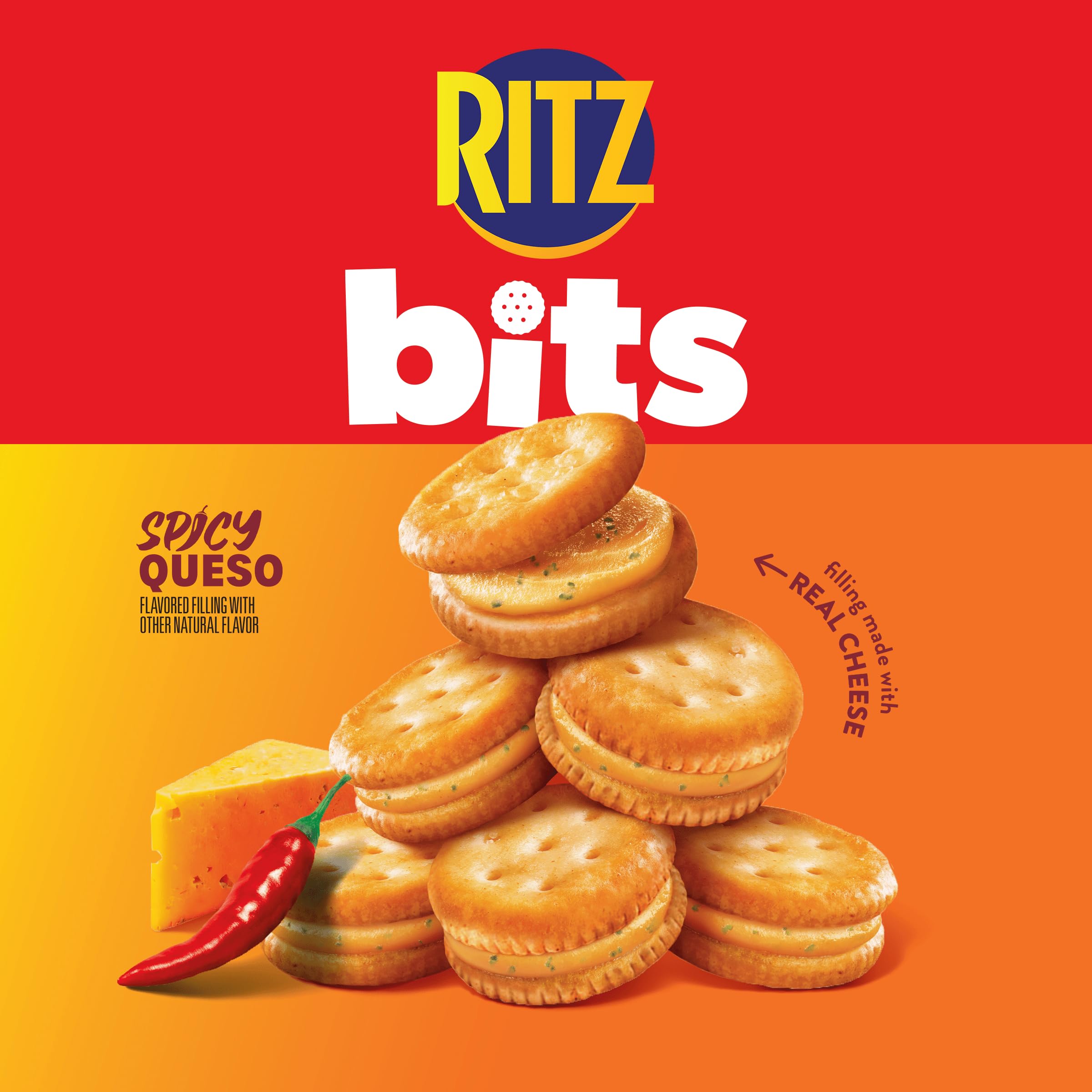 RITZ Bits Spicy Queso Cheese Sandwich Crackers, Snacks for Kids and Adults, Lunch Snacks, 3 oz - Image 5