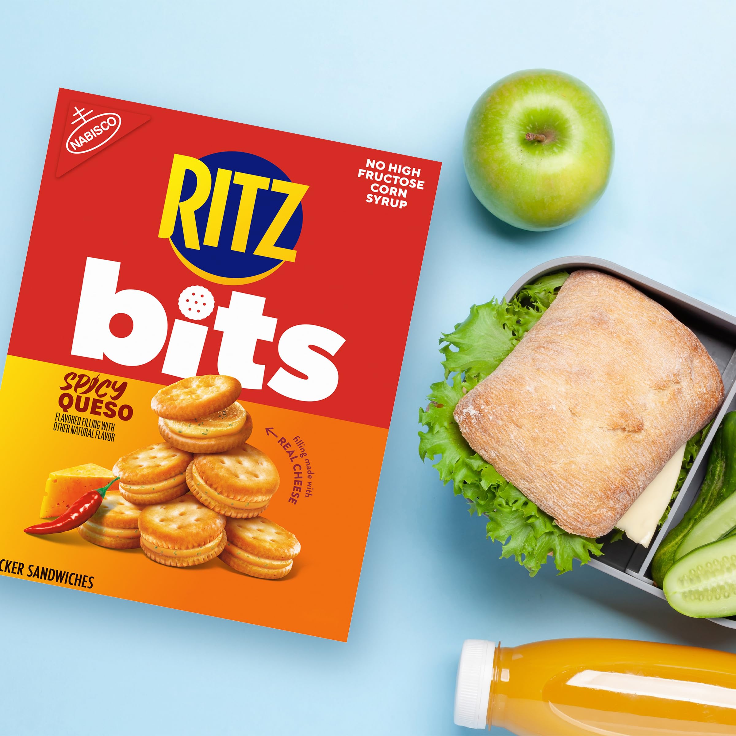 RITZ Bits Spicy Queso Cheese Sandwich Crackers, Snacks for Kids and Adults, Lunch Snacks, 8.8 oz - Image 9