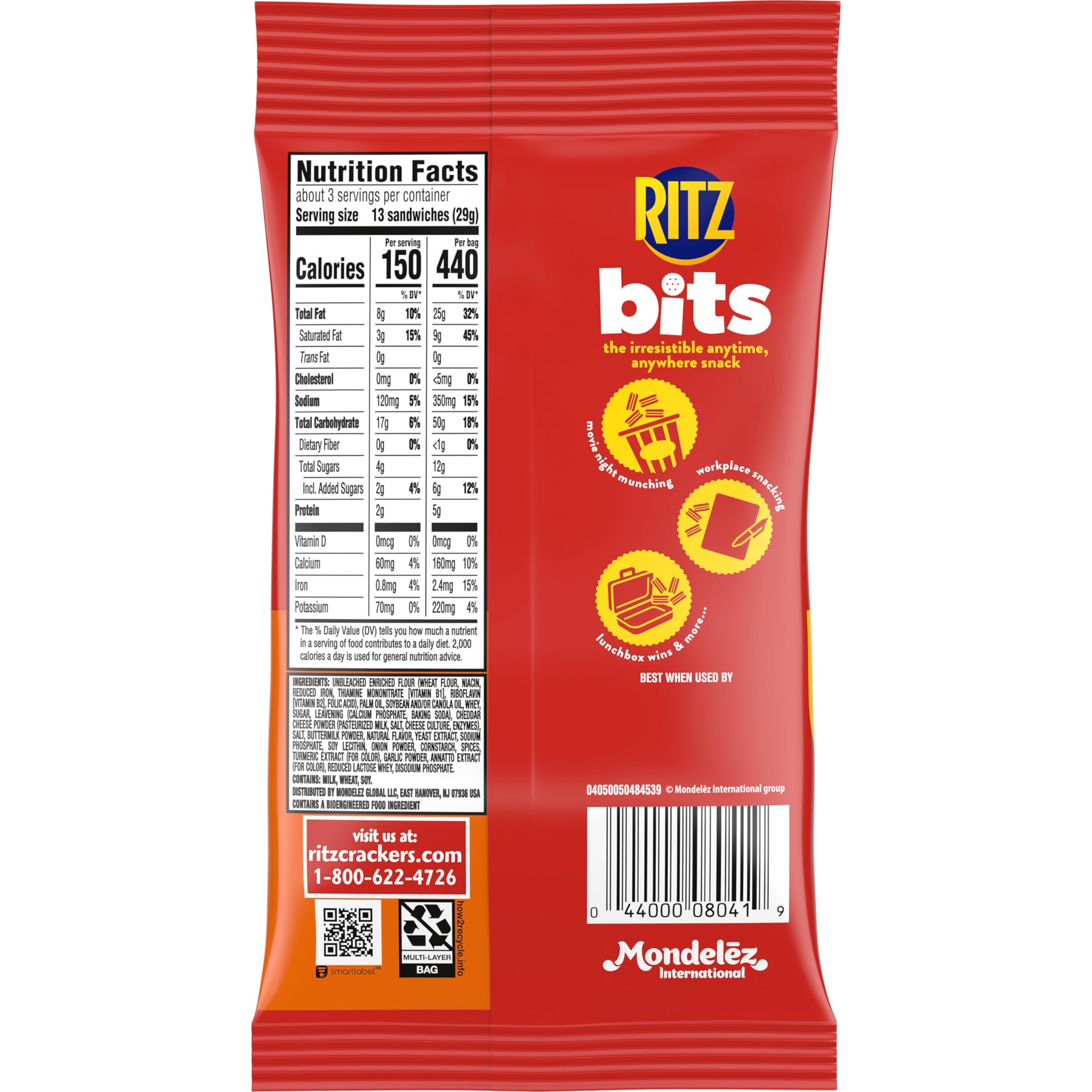 RITZ Bits Spicy Queso Cheese Sandwich Crackers, Snacks for Kids and Adults, Lunch Snacks, 12-3 oz Bags - Image 3