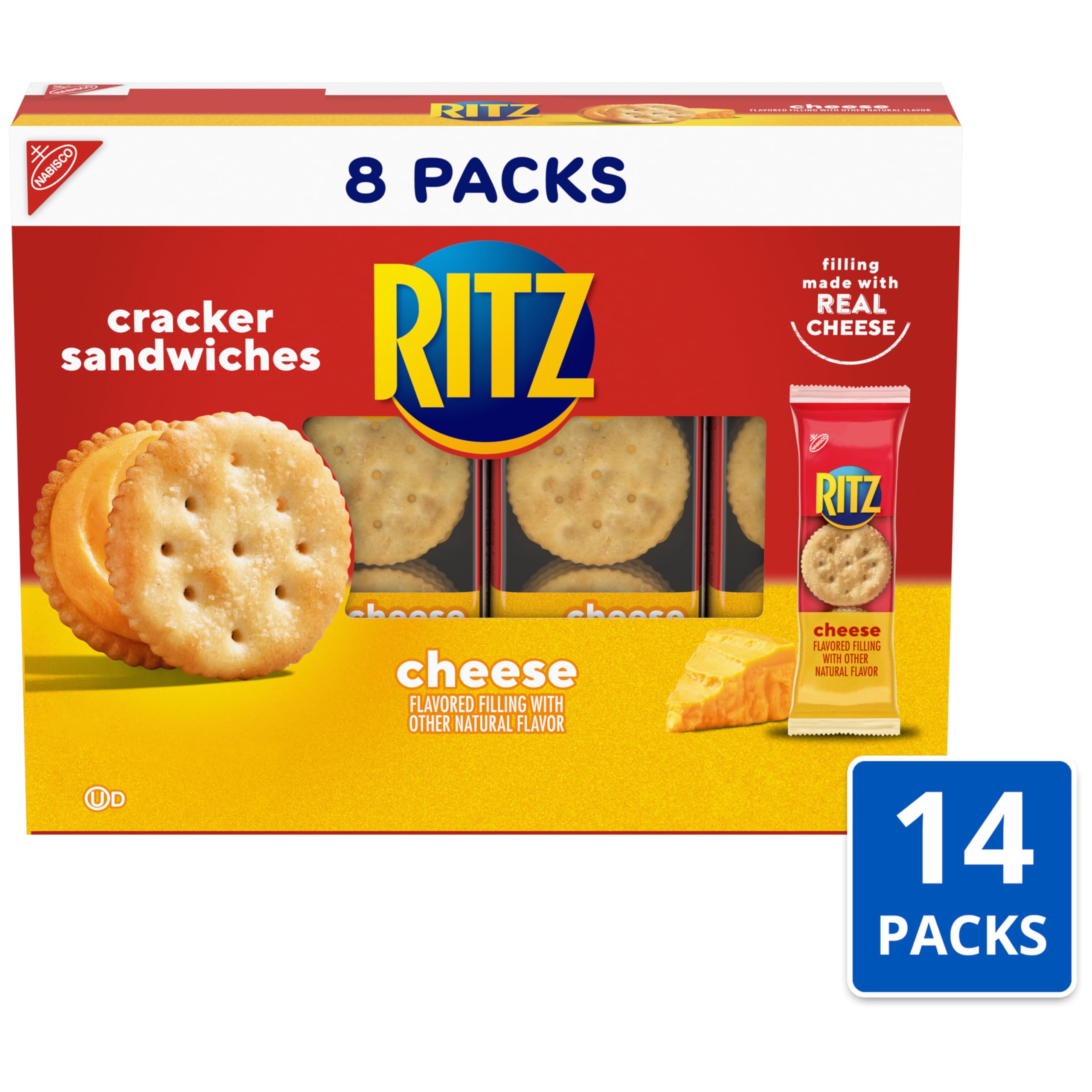 RITZ Cheese Sandwich Crackers, Lunch Snacks, 112 Snack Packs (14 Boxes, 6 Crackers Per Pack) - Image 4