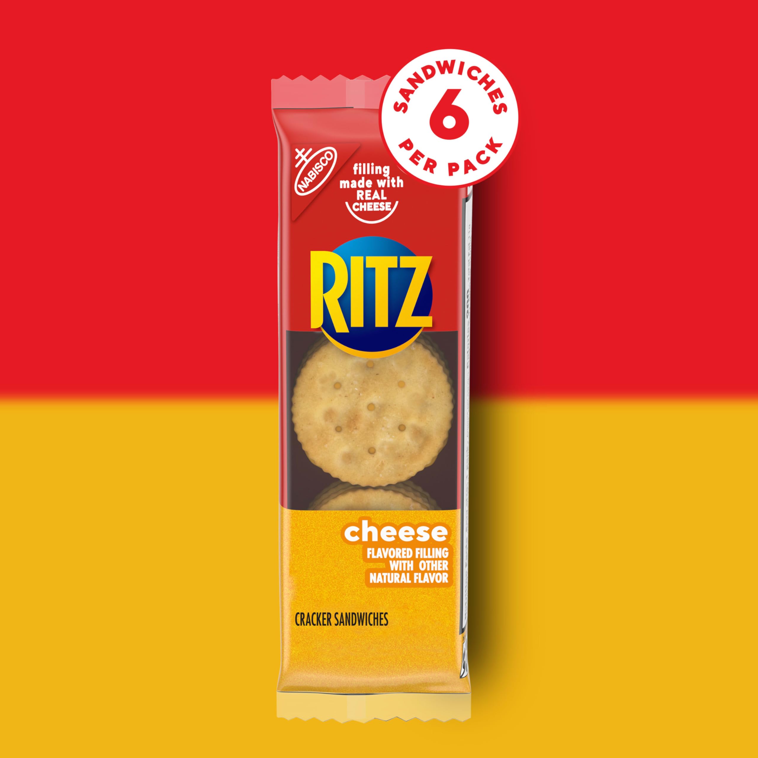 RITZ Cheese Sandwich Crackers, Lunch Snacks, 20 Snack Packs (6 Crackers Per Pack) - Image 4