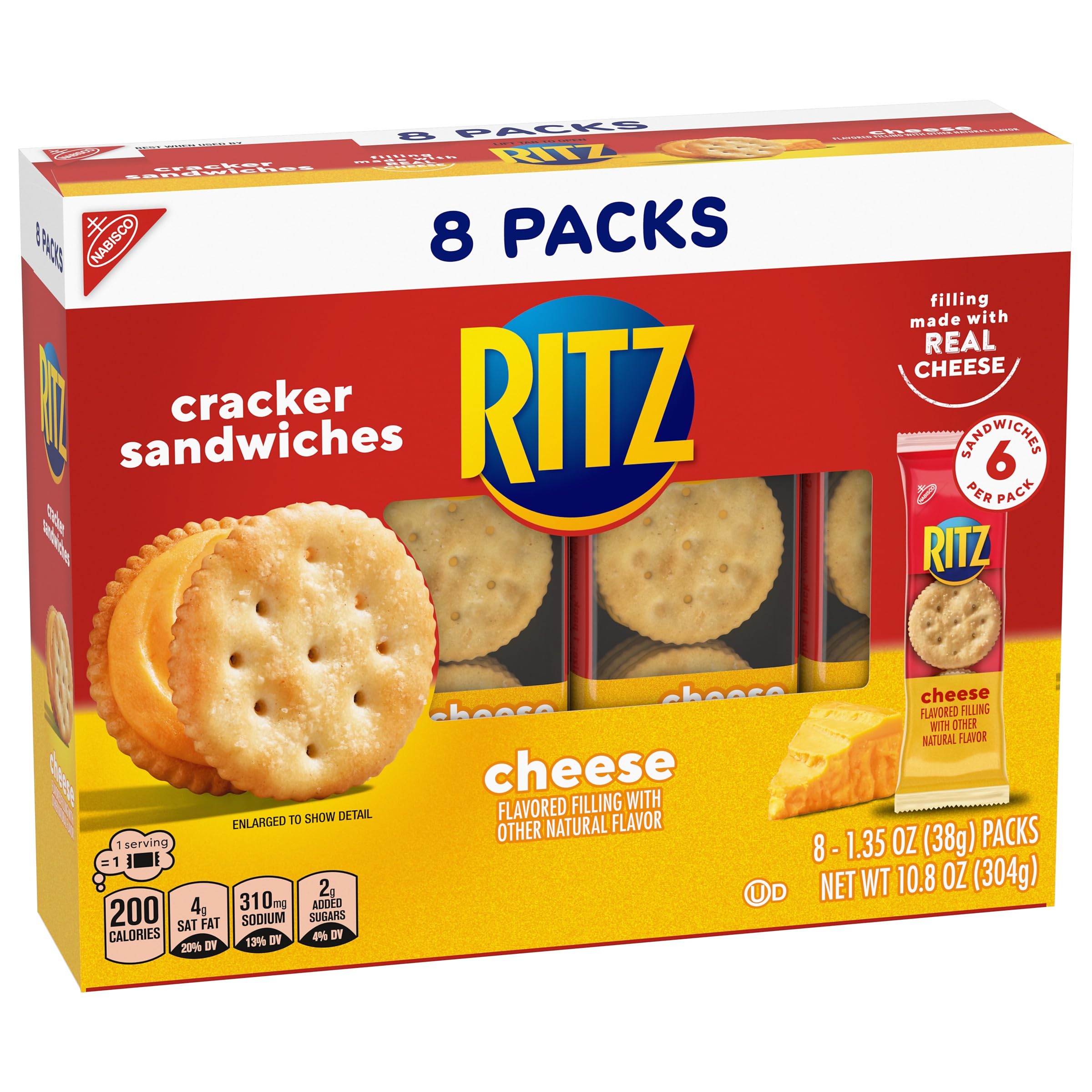 RITZ Cheese Sandwich Crackers, Lunch Snacks, 8 Snack Packs (6 Crackers Per Pack) - Image 13