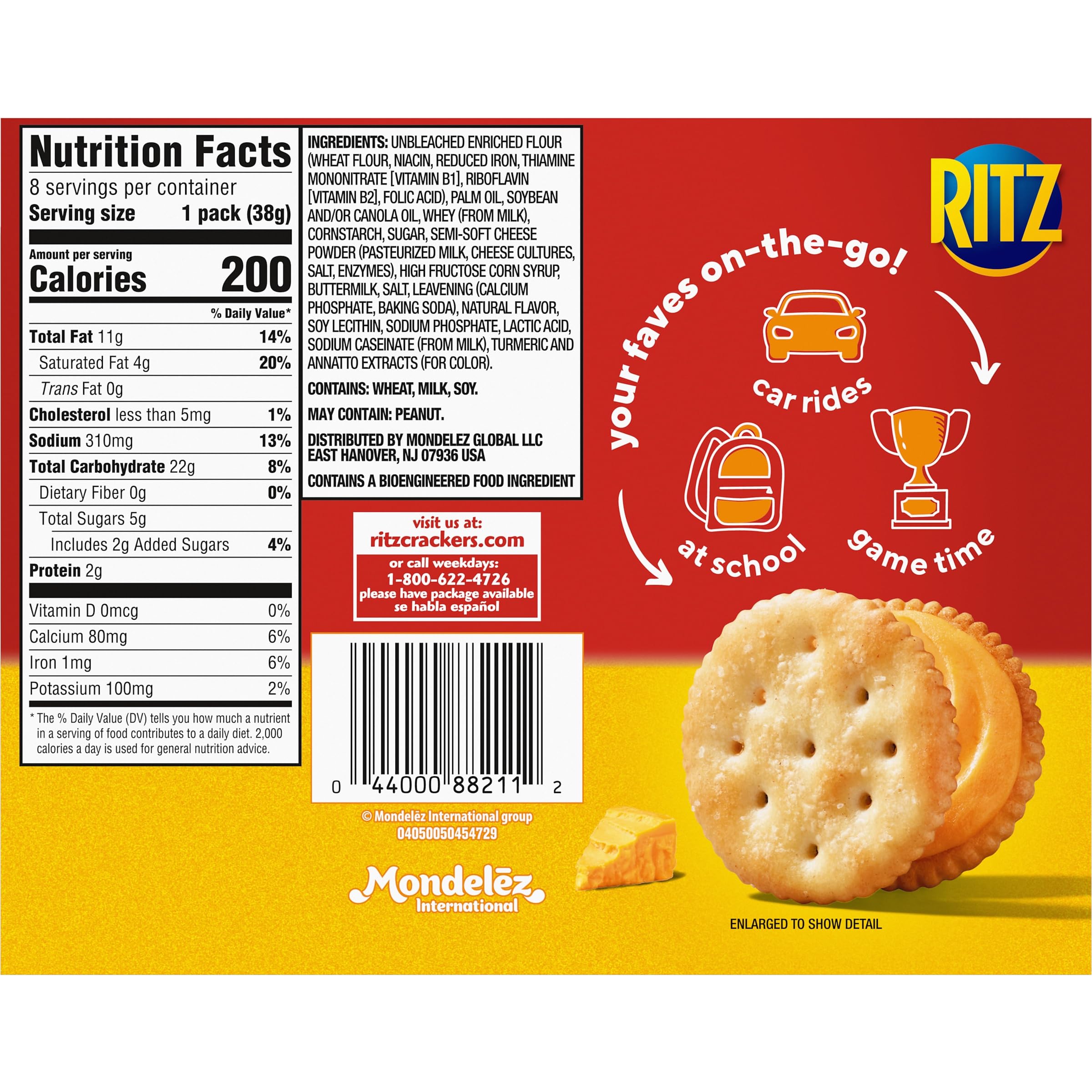 RITZ Cheese Sandwich Crackers, Lunch Snacks, 8 Snack Packs (6 Crackers Per Pack) - Image 15