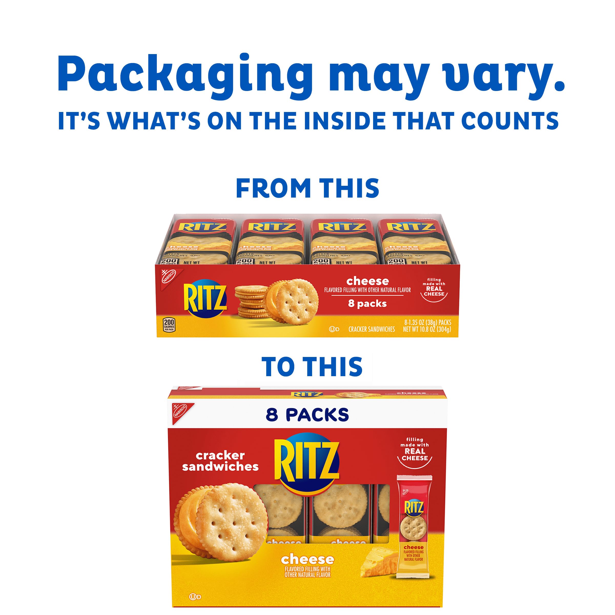 RITZ Cheese Sandwich Crackers, Lunch Snacks, 8 Snack Packs (6 Crackers Per Pack) - Image 3