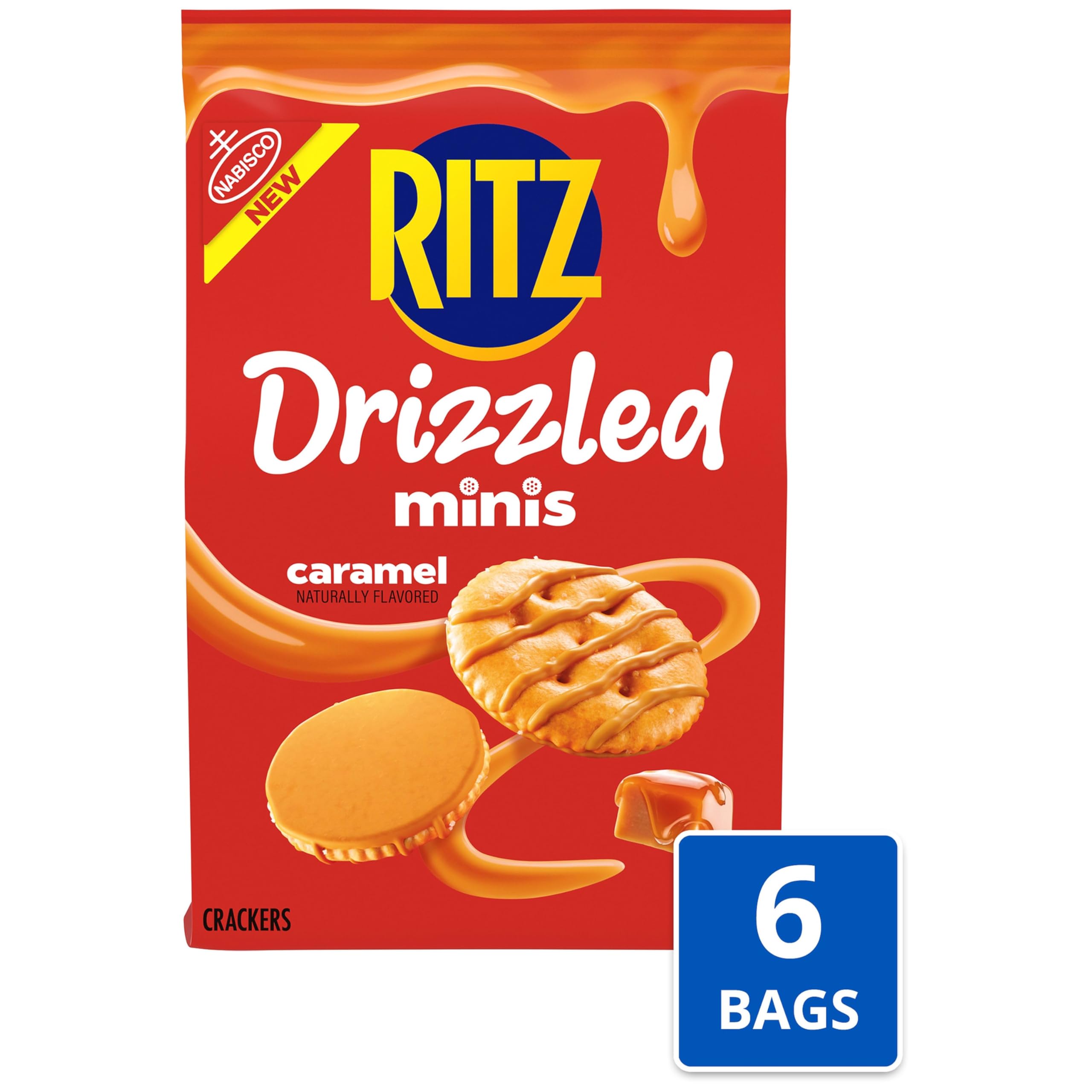 RITZ Drizzled Minis Caramel Crackers, Snacks for Kids and Adults, Party Snacks, 6-8 oz Bags - Image 4