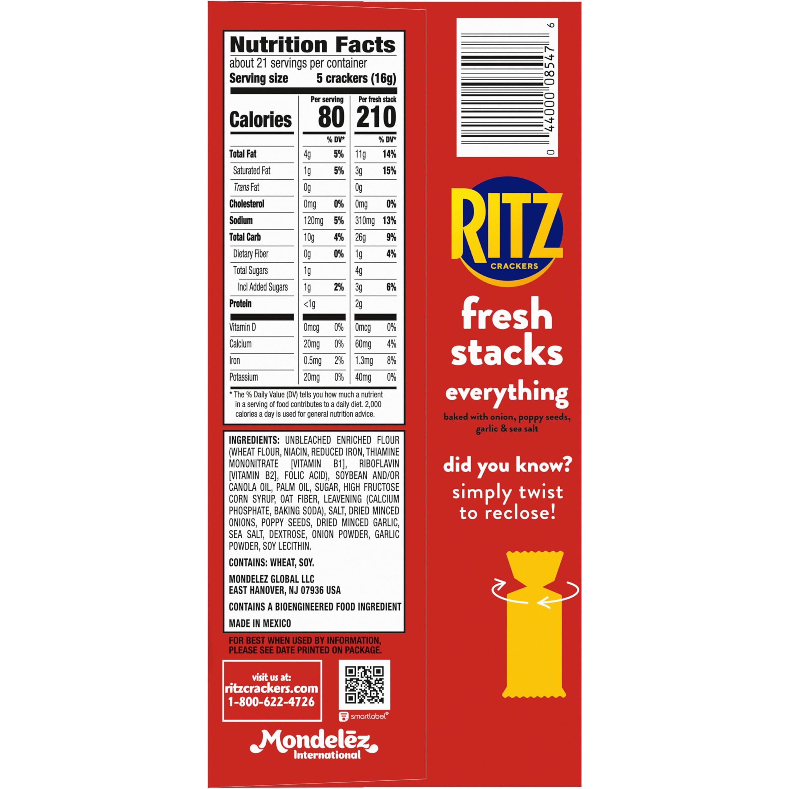 RITZ Fresh Stacks Everything Crackers, Bulk Travel Snacks, 6 Boxes (48 Multi Snack Packs) - Image 3