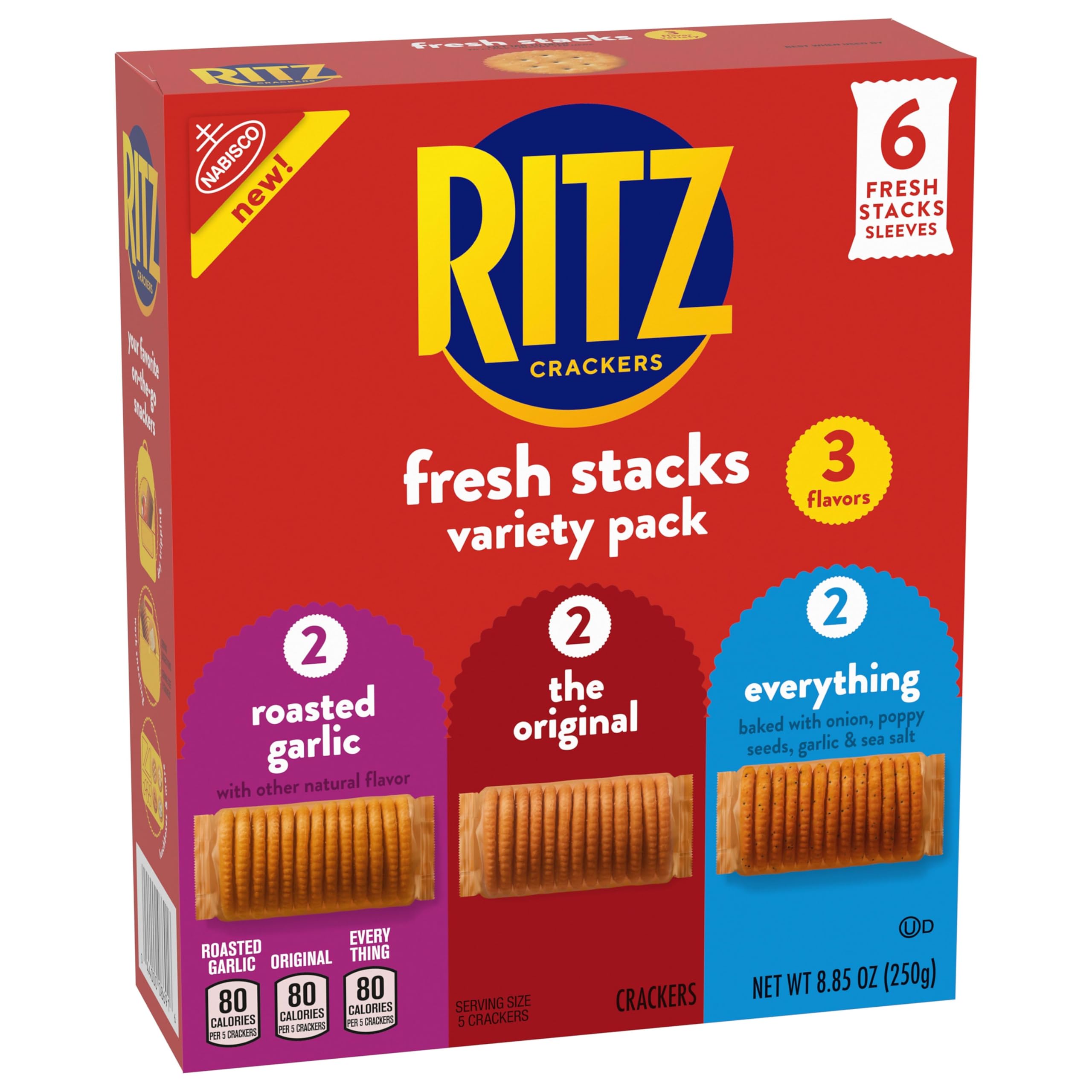 RITZ Fresh Stacks Original, Everything, and Garlic Butter Crackers Variety Pack, Travel Snacks, 8.85 oz (6 Multi Snack Packs) - Image 14