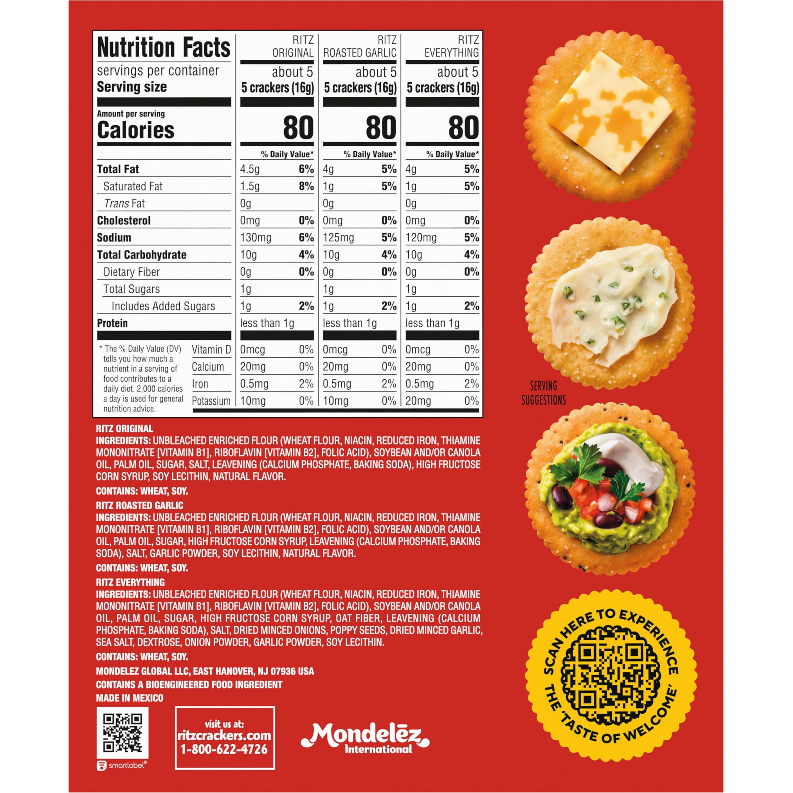 RITZ Fresh Stacks Original, Everything, and Garlic Butter Crackers Variety Pack, Travel Snacks, 8.85 oz (6 Multi Snack Packs) - Image 3