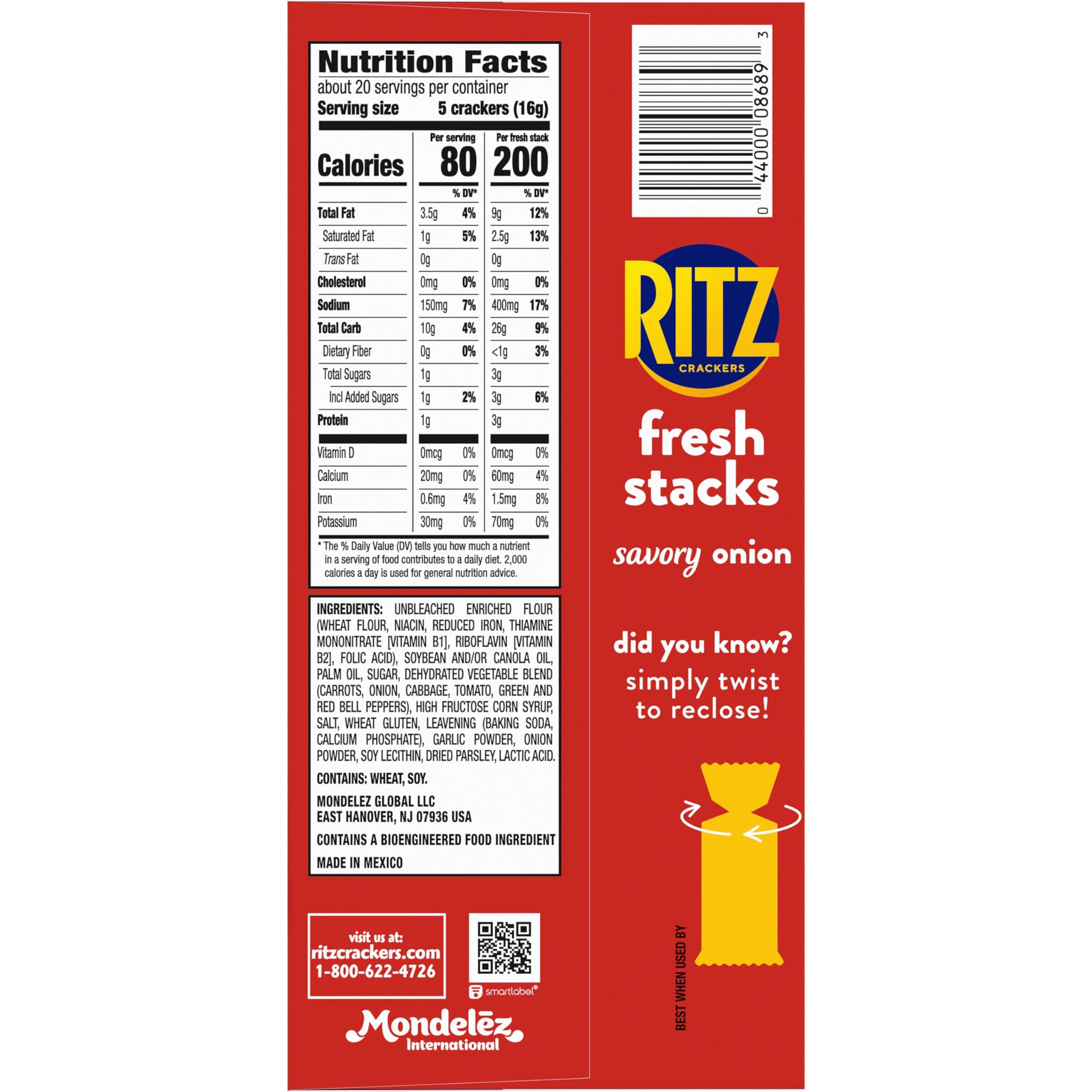 RITZ Fresh Stacks Savory Onion Crackers, Bulk Travel Snacks, 6 Boxes (48 Multi Snack Packs) - Image 3