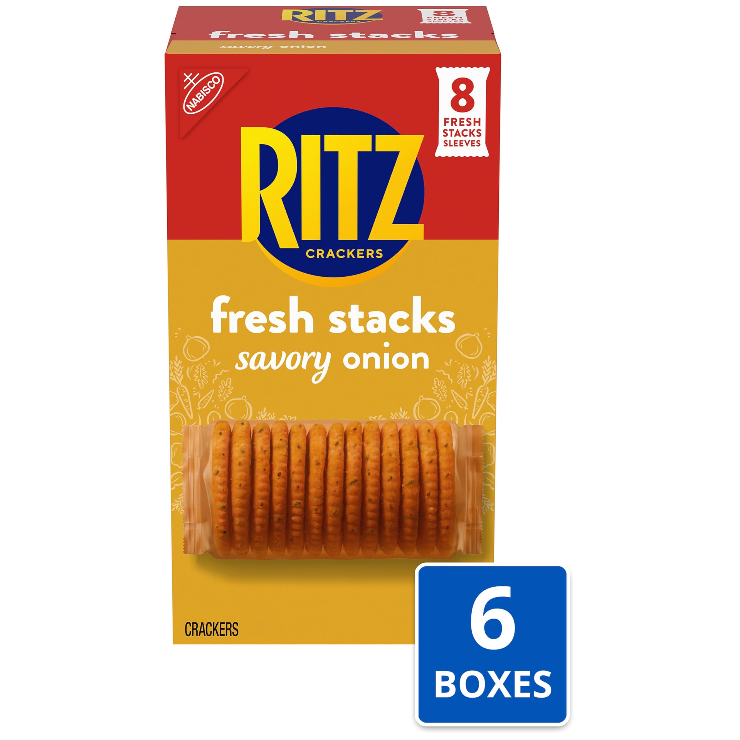 RITZ Fresh Stacks Savory Onion Crackers, Bulk Travel Snacks, 6 Boxes (48 Multi Snack Packs) - Image 4