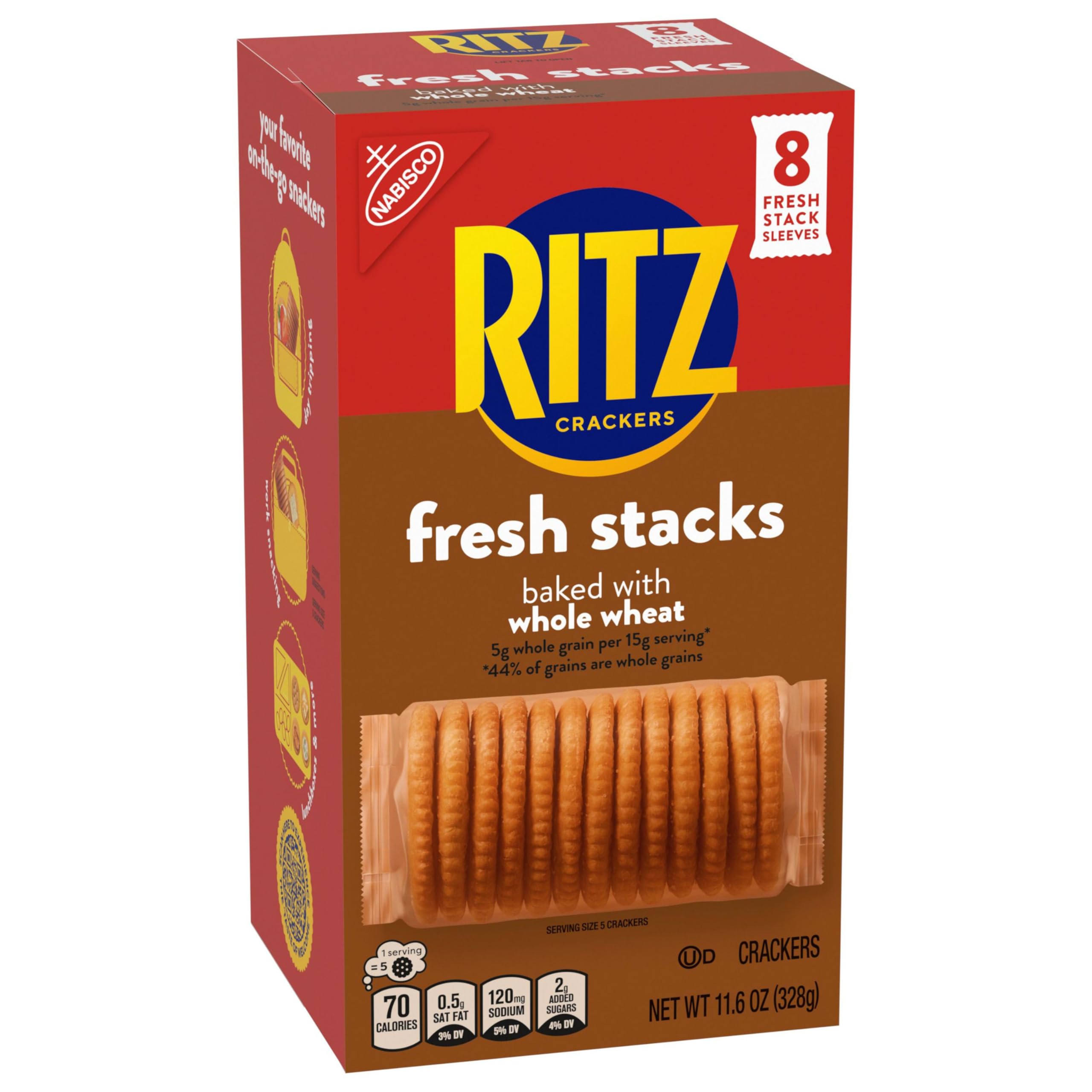 RITZ Fresh Stacks Whole Wheat Crackers, Bulk Travel Snacks, 6 Boxes (48 Multi Snack Packs) - Image 16