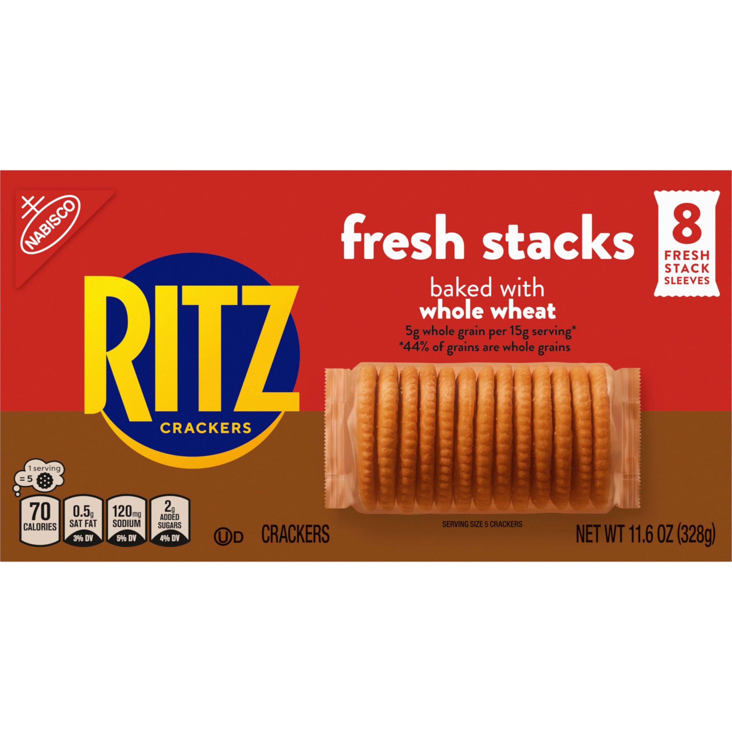 RITZ Fresh Stacks Whole Wheat Crackers, Bulk Travel Snacks, 6 Boxes (48 Multi Snack Packs) - Image 18