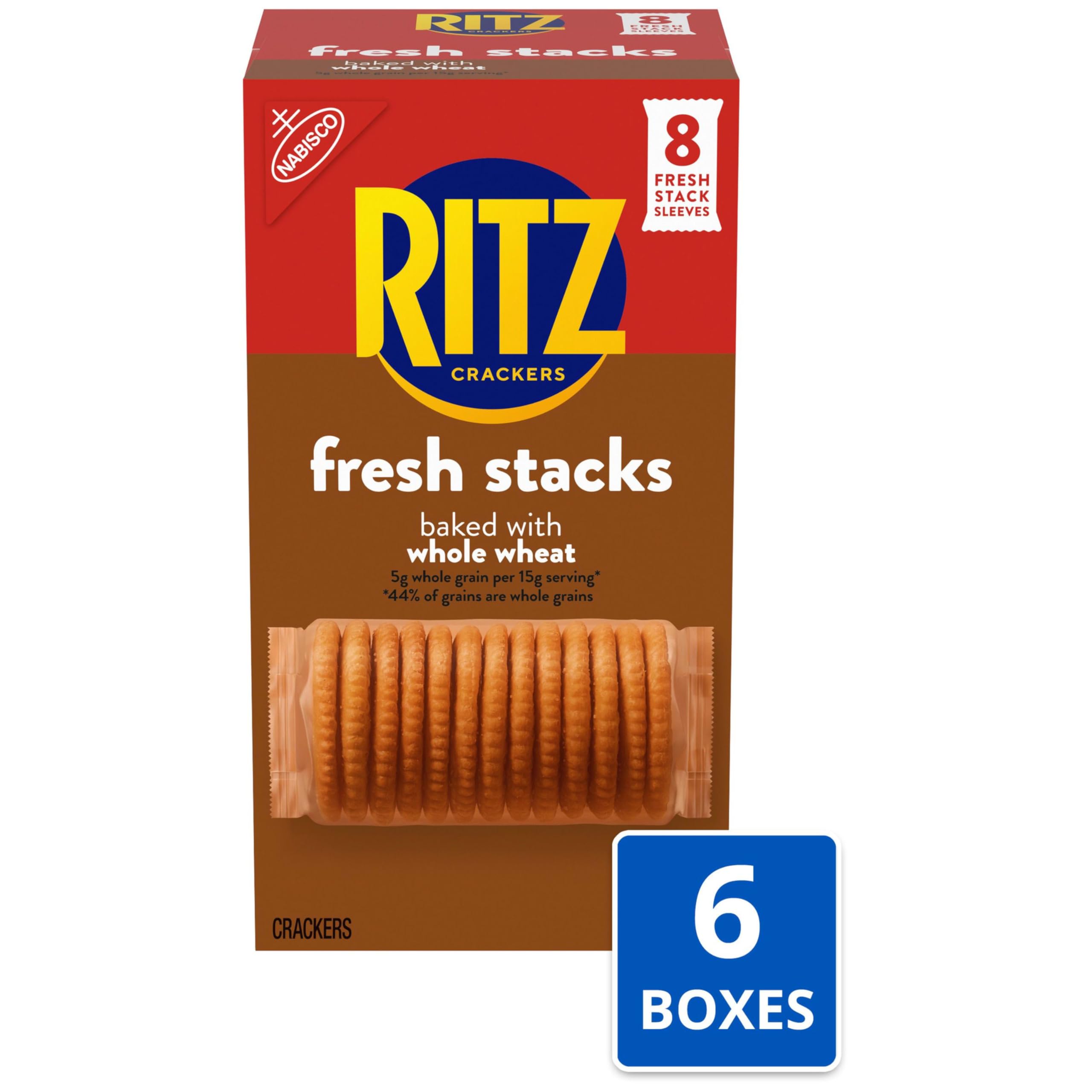 RITZ Fresh Stacks Whole Wheat Crackers, Bulk Travel Snacks, 6 Boxes (48 Multi Snack Packs) - Image 4