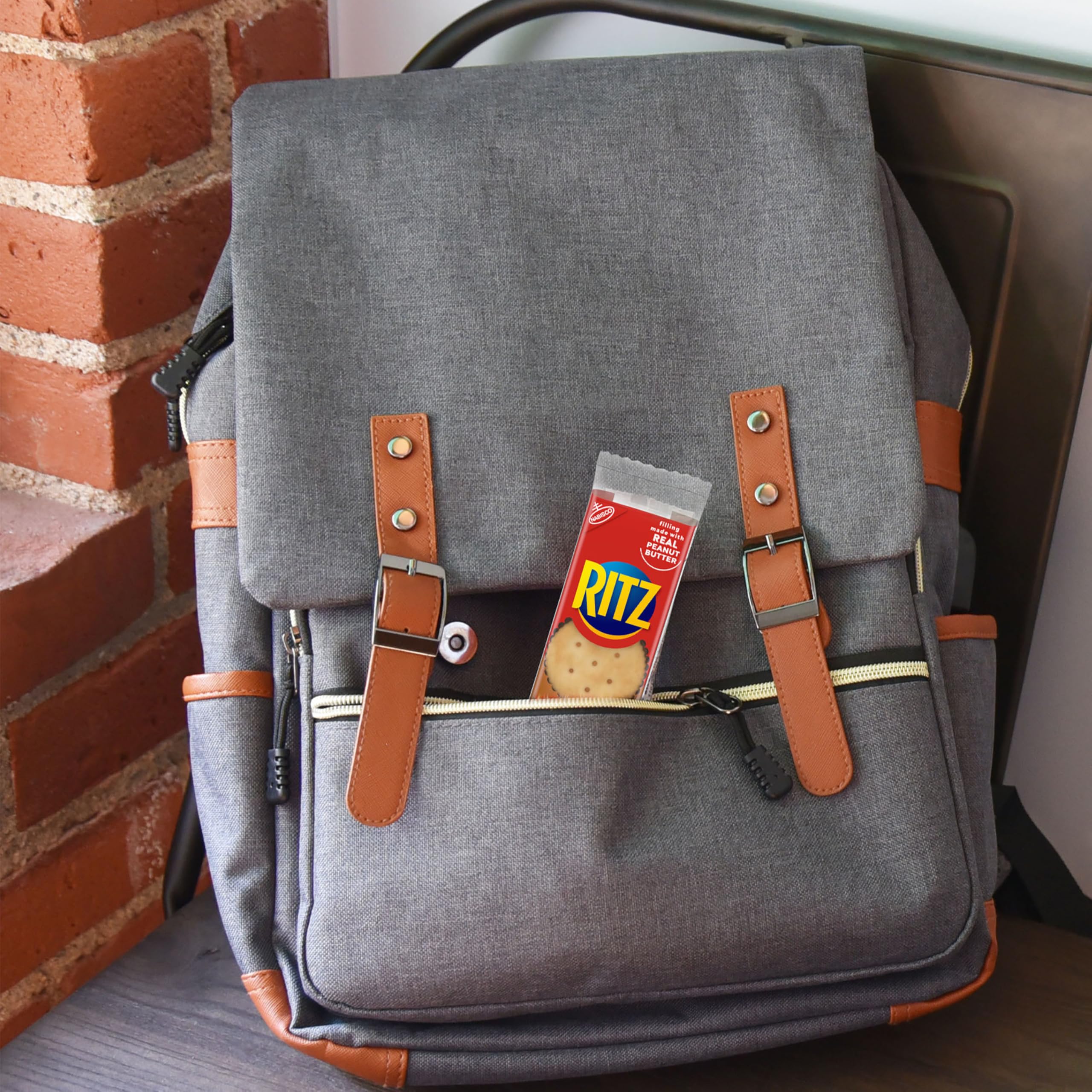 RITZ Peanut Butter Sandwich Crackers, Lunch Snacks, 112 Snack Packs (14 Boxes, 6 Crackers Per Pack) - Image 8