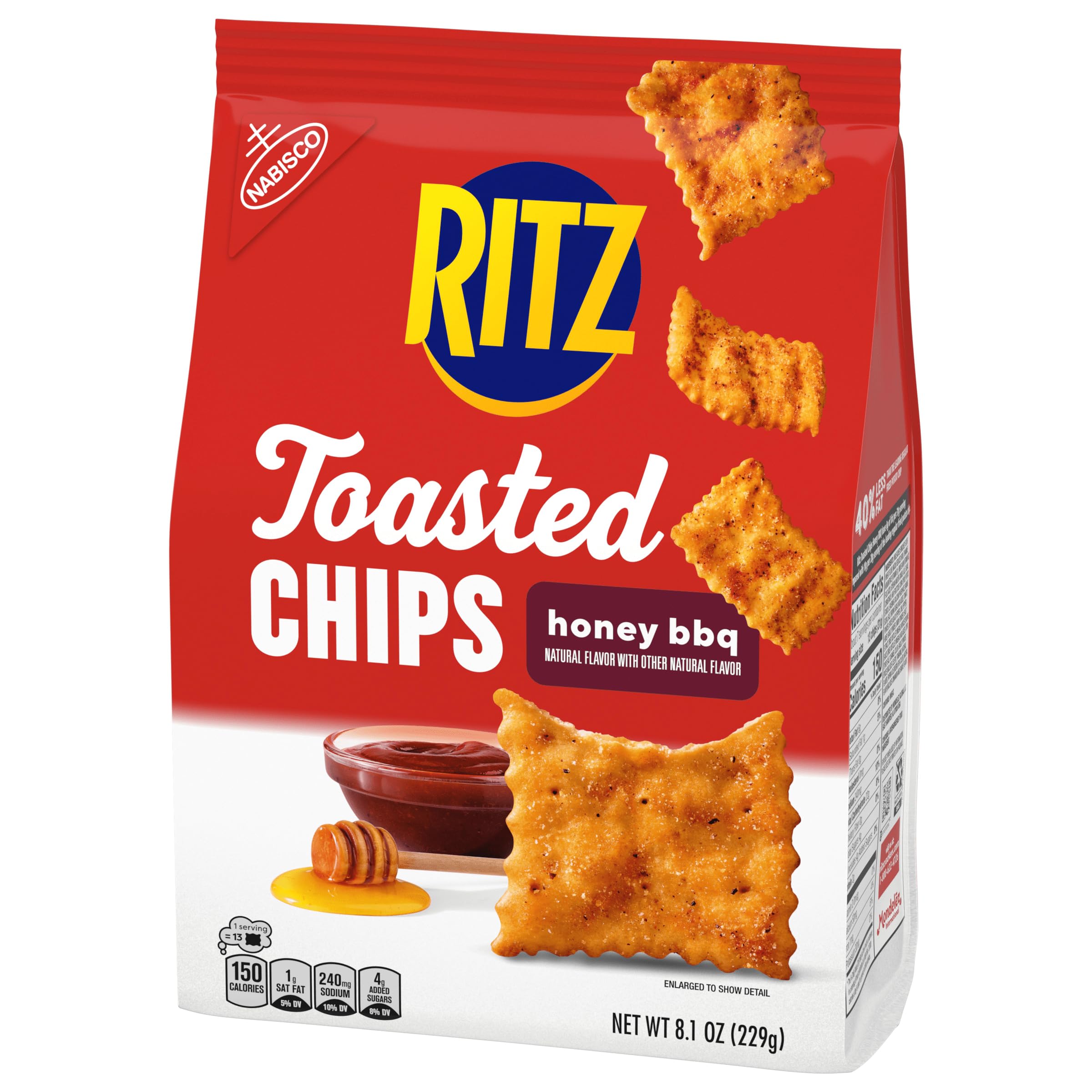 RITZ Toasted Chips Honey BBQ Crackers, Party Snacks, 8.1 oz - Image 10