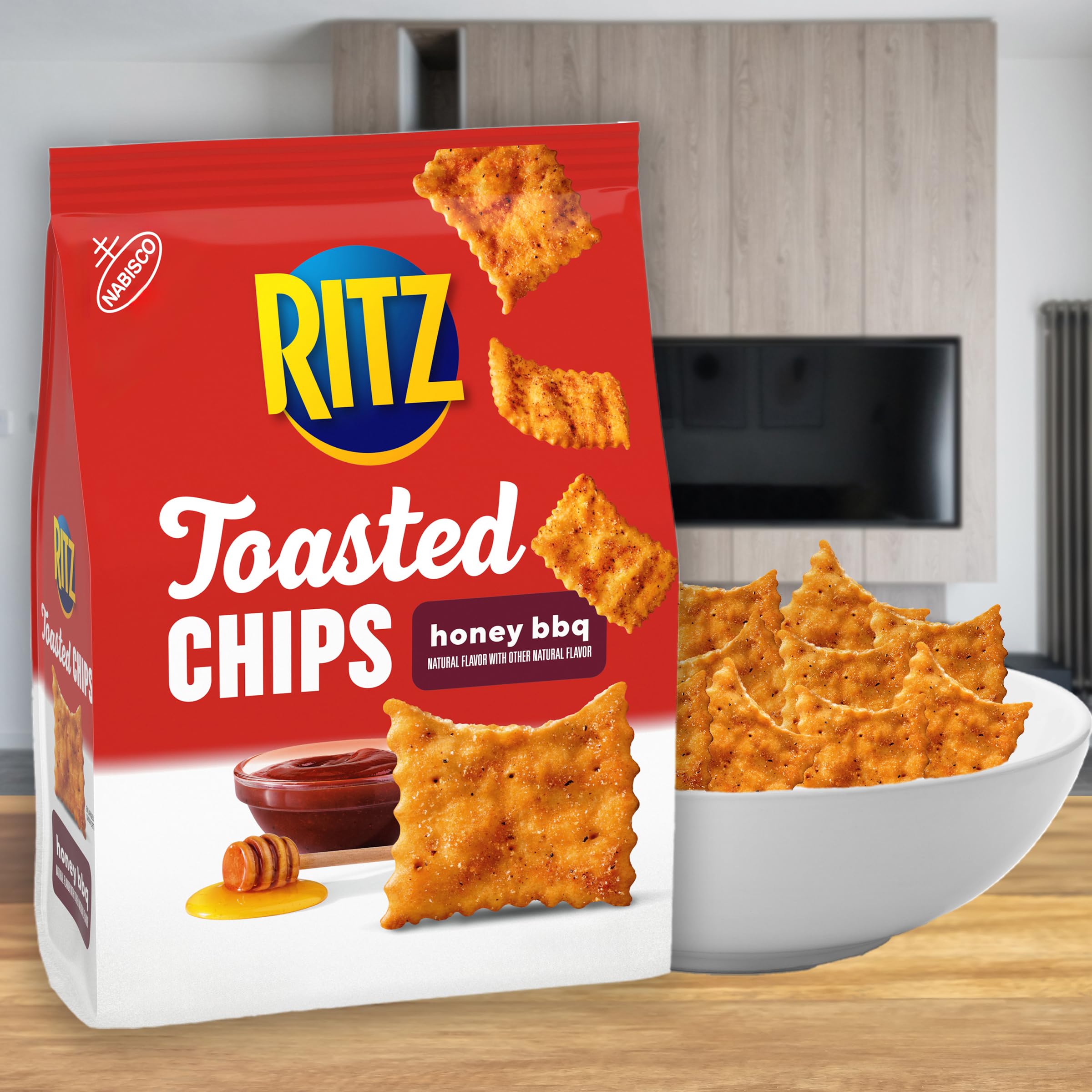 RITZ Toasted Chips Honey BBQ Crackers, Party Snacks, 8.1 oz - Image 5