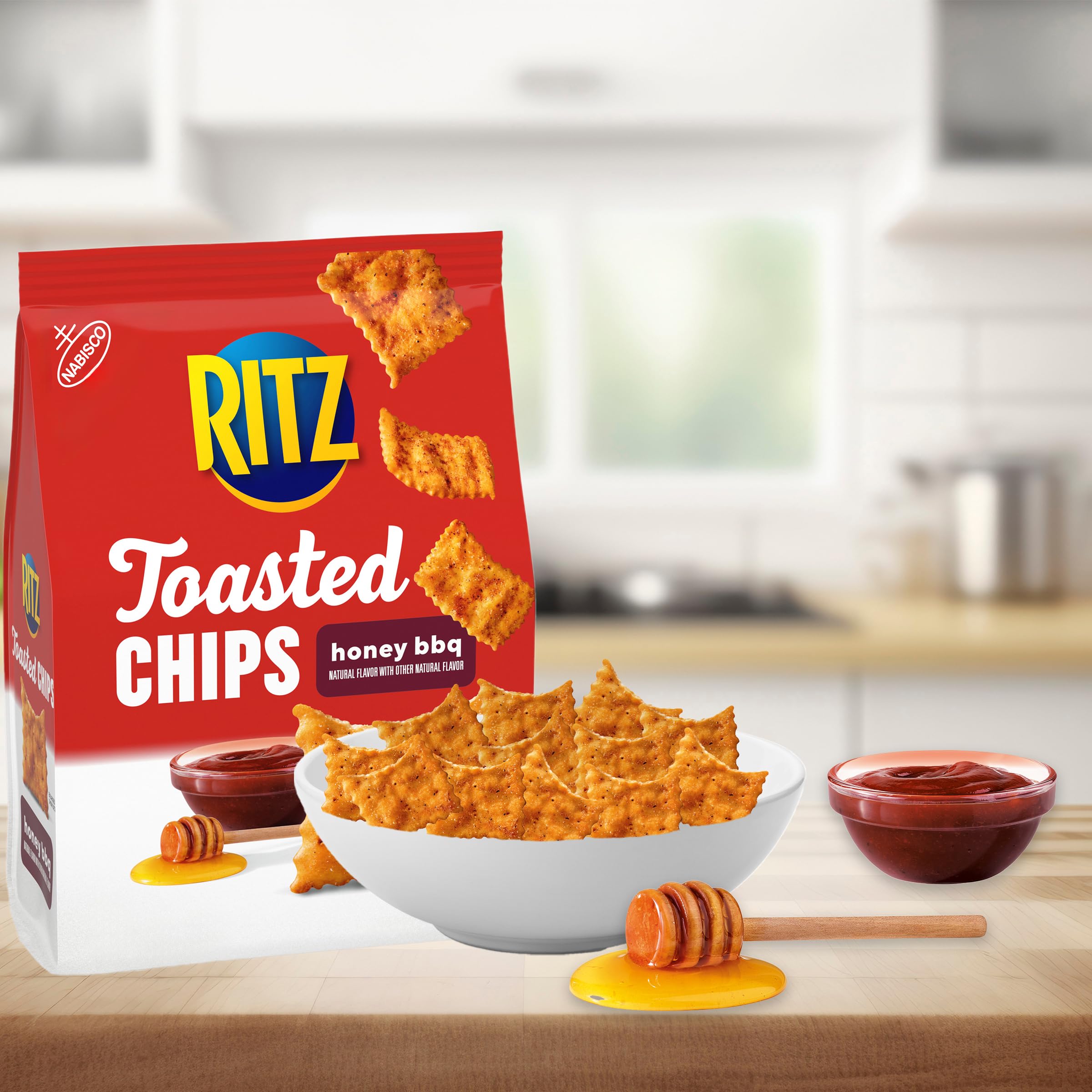 RITZ Toasted Chips Honey BBQ Crackers, Party Snacks, 8.1 oz - Image 6