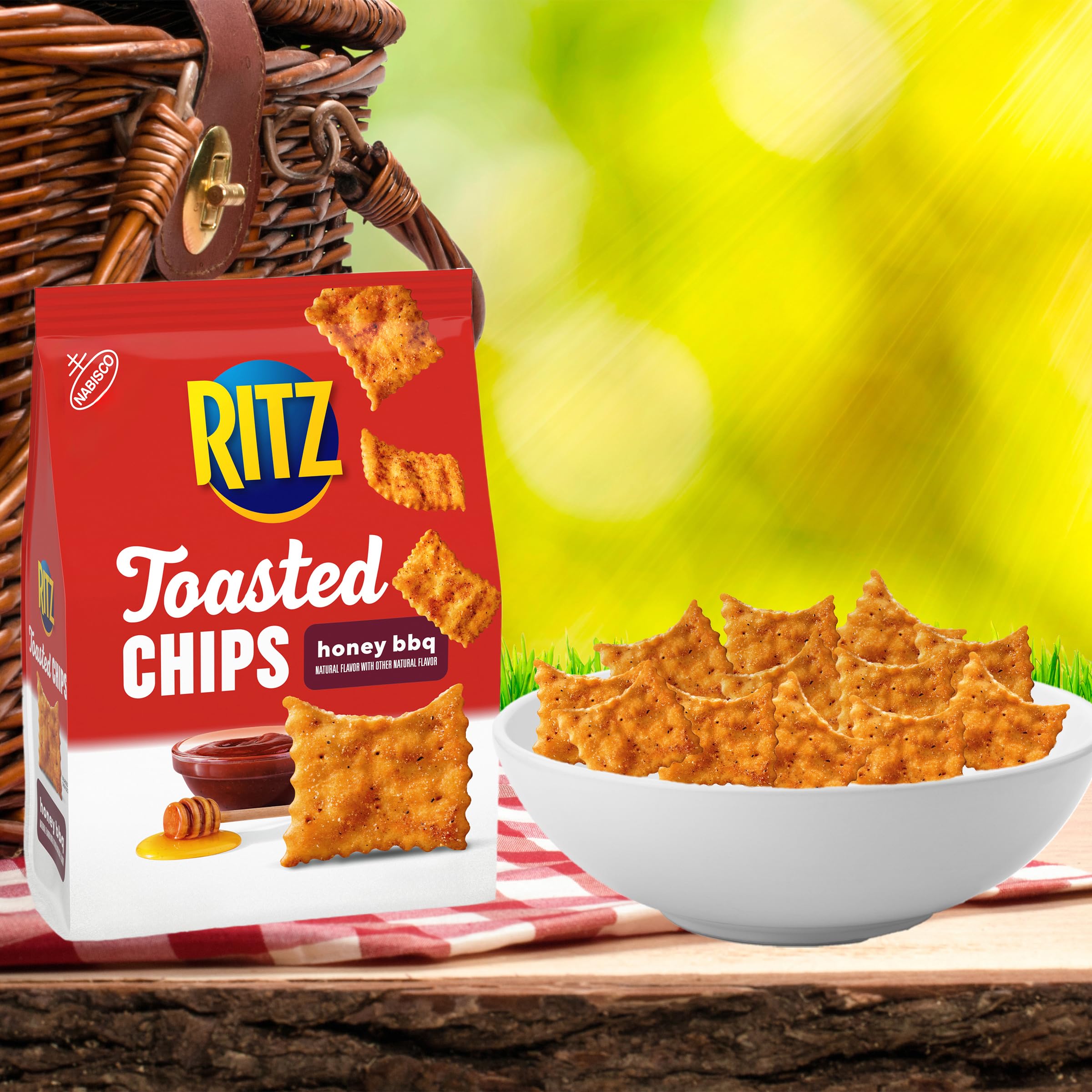 RITZ Toasted Chips Honey BBQ Crackers, Party Snacks, 8.1 oz - Image 8