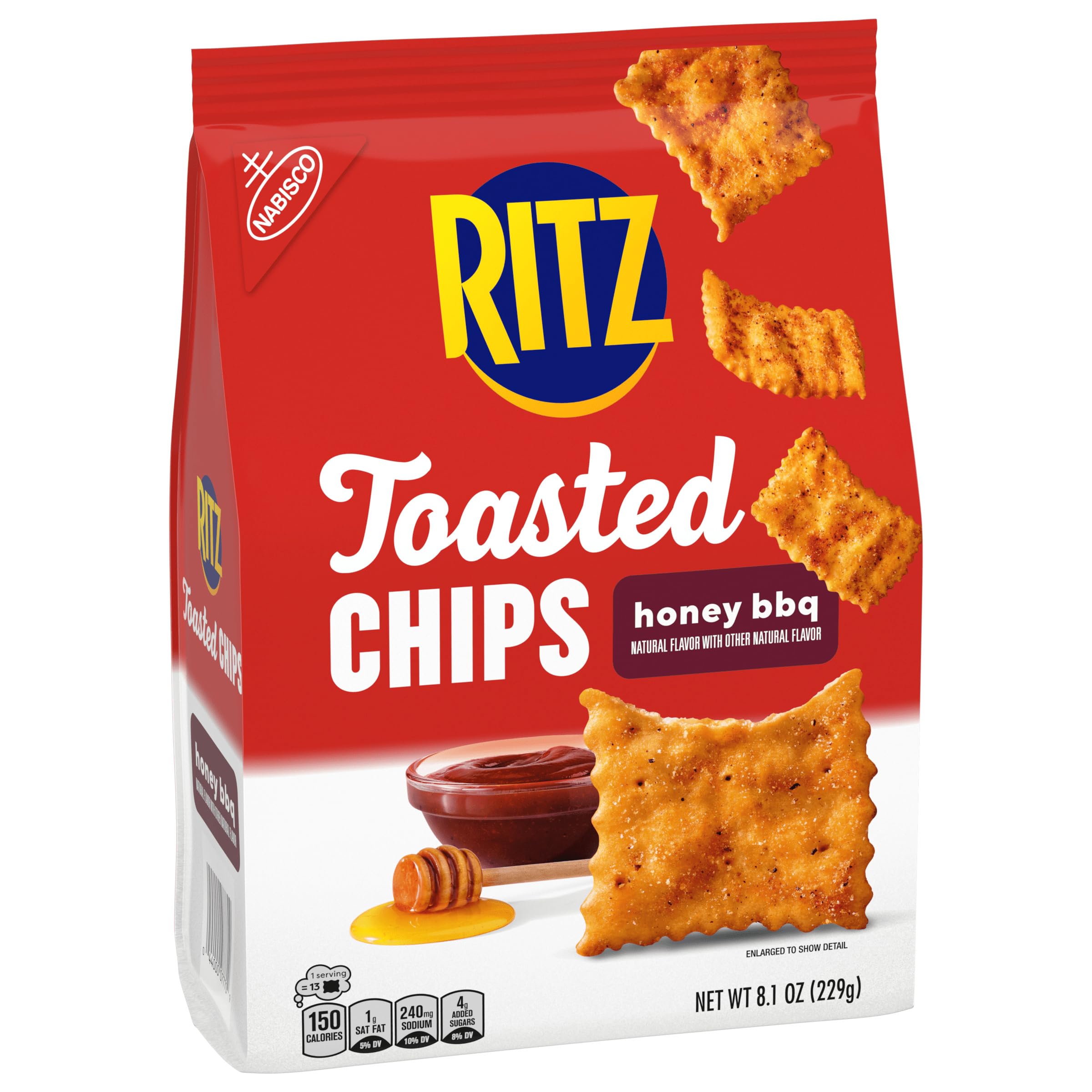RITZ Toasted Chips Honey BBQ Crackers, Party Snacks, 8.1 oz - Image 9