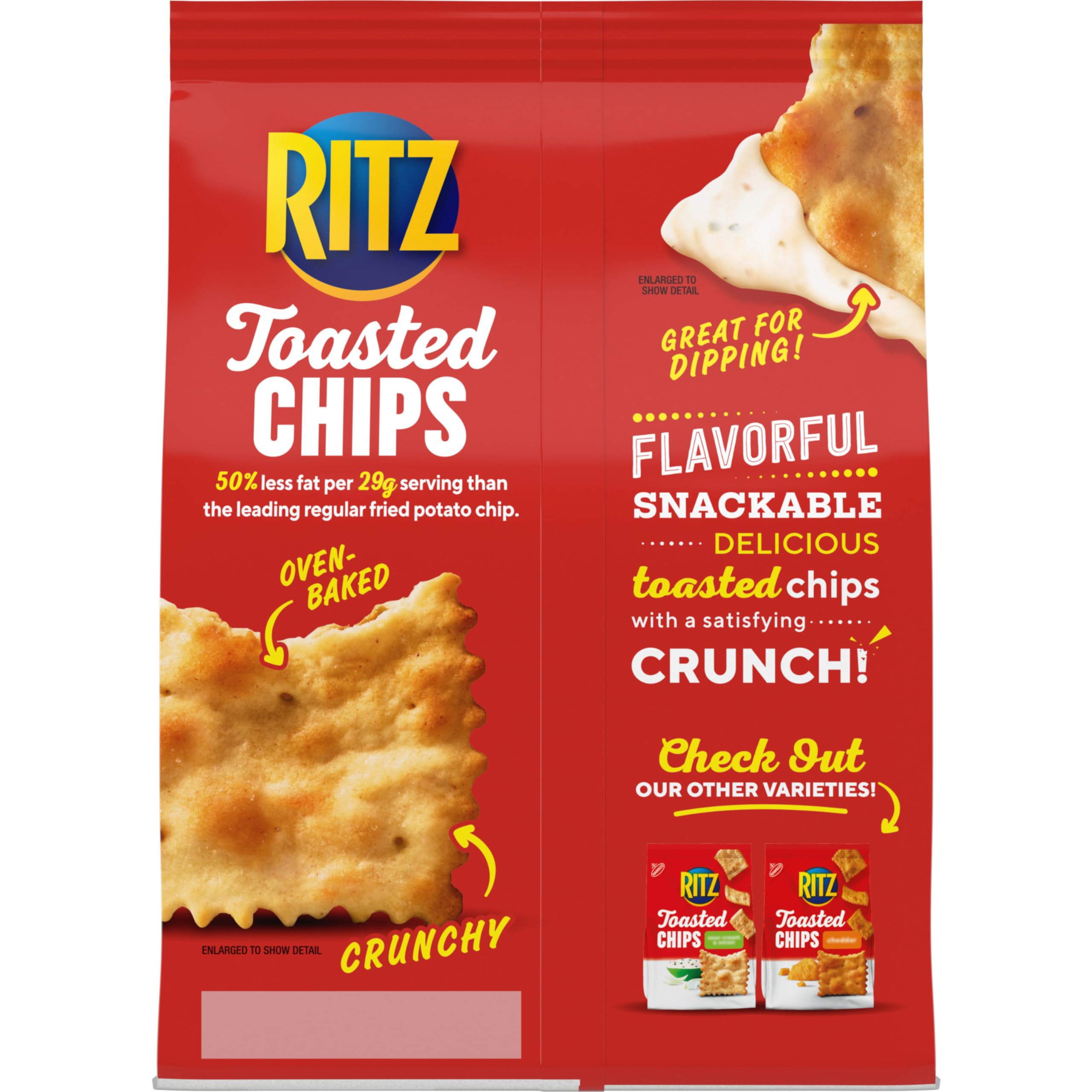RITZ Toasted Chips Original Crackers, Party Snacks, Bulk Snacks, 6 - 8.1 oz Bags - Image 17